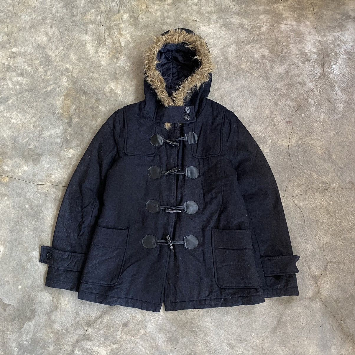 Chocol Raffine Wool Fur Hoodie Jacket