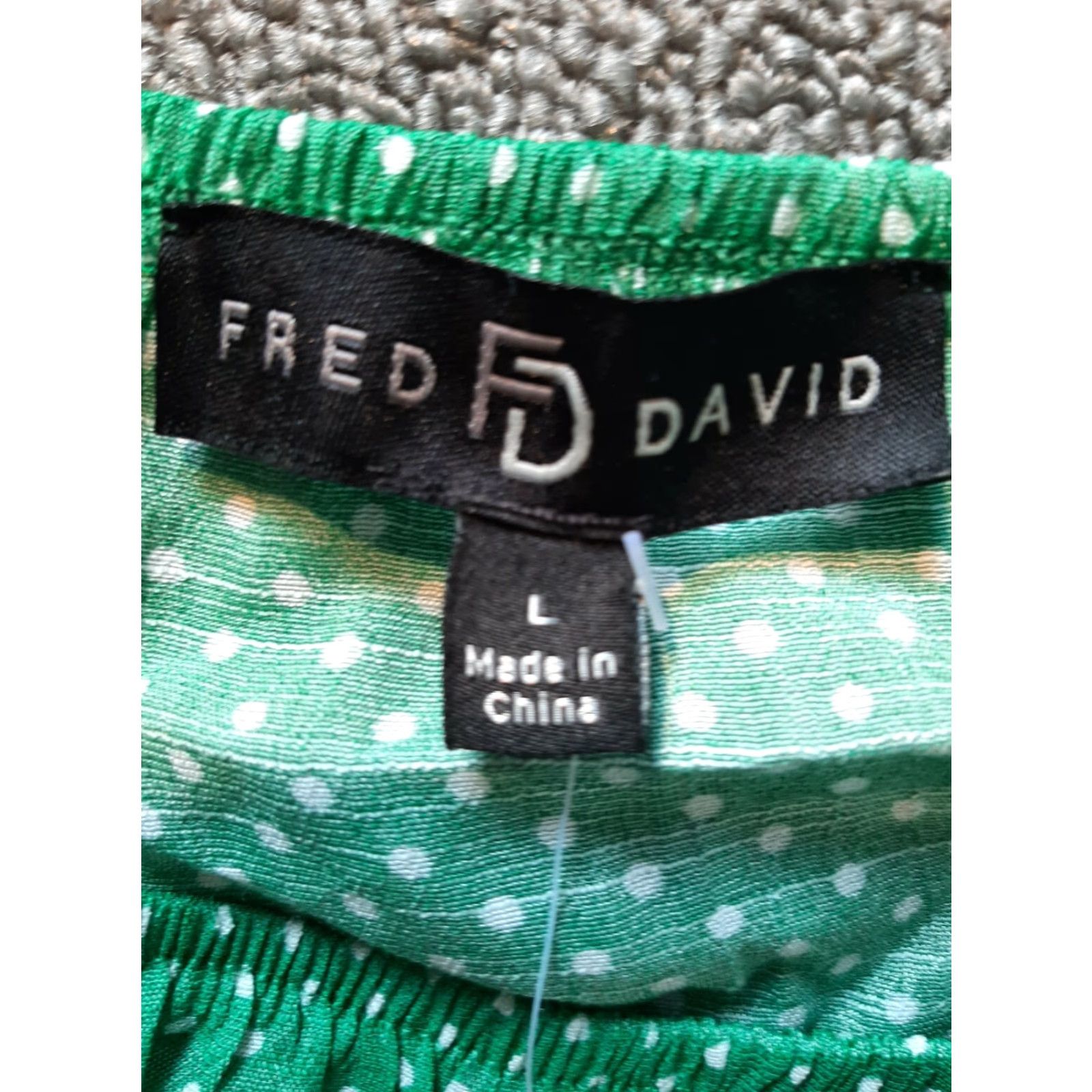 FRED Fred David Women Shirt Polka Dot Green White 3/4 Sleeve Stretch Collar L Large Casual Modern Vintage: No (adjusted title) Size L / US 10 / IT 46 - 3 Thumbnail