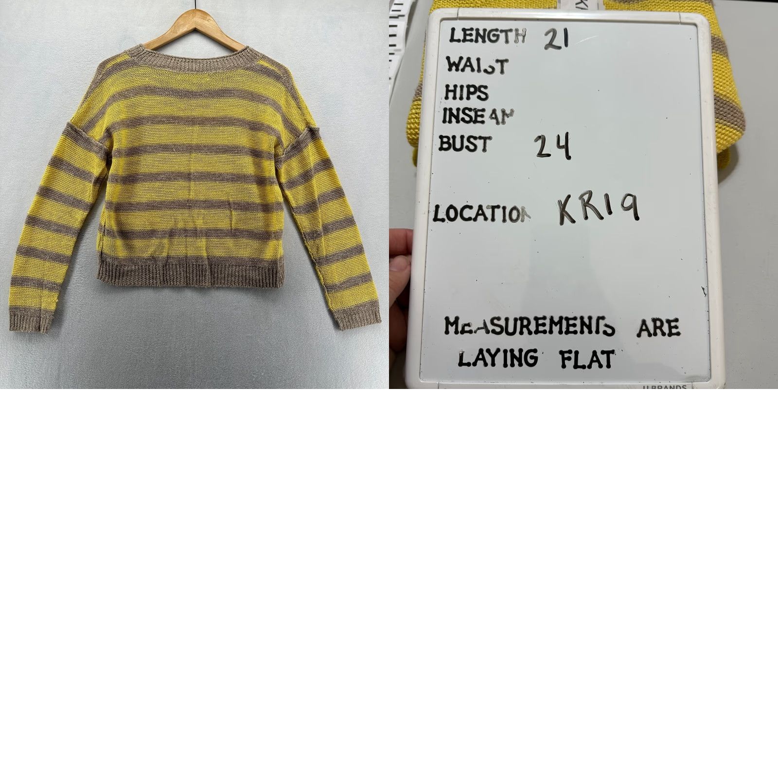 Vintage 360 Sweater Women XS Linen Yellow Stripe Crew Neck Cardigan Knit Lightweight Casual Vintage? No — (Use only original words) Size XS / US 0-2 / IT 36-38 - 8 Thumbnail