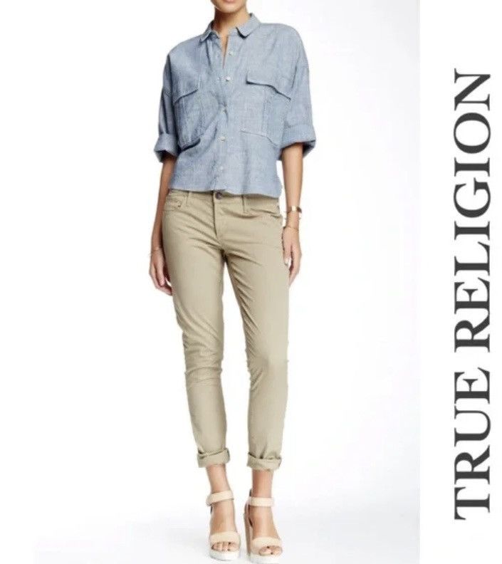 True Religion True Religion 🇺🇸 Brianna Boyfriend Coriander Overdye Poplin Size 31" - 6 Thumbnail