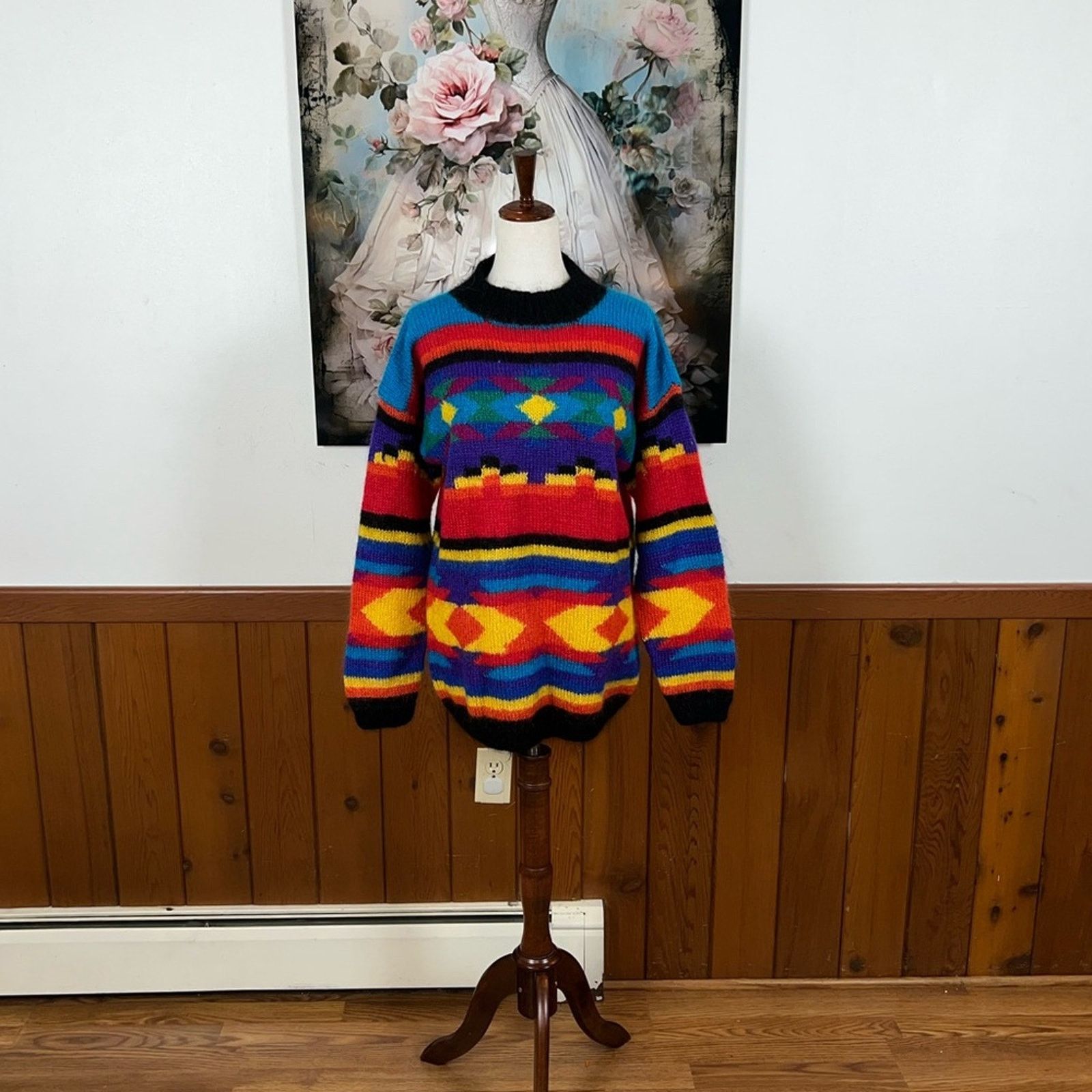 Vintage Fabulous Vintage 90s Field Gear Hand Loomed Mohair Sweater! Size M / US 6-8 / IT 42-44 - 2 Thumbnail