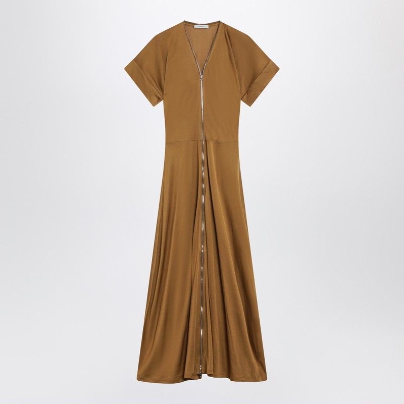 Lemaire Lemaire Cinnamon-Brown Zip-Up Dress In Cotton-Viscose Jersey Size ONE SIZE - 1 Thumbnail