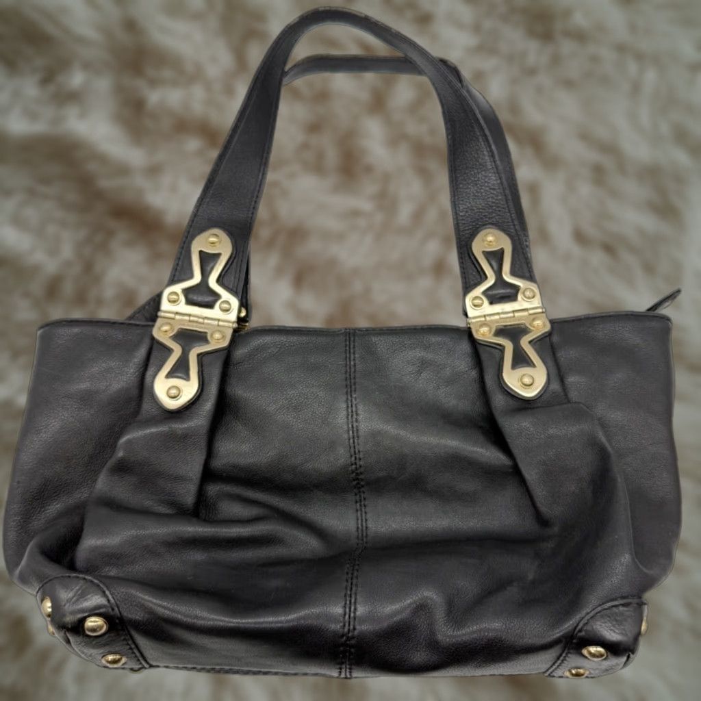 Michael Kors Michael Kors Black Pebble Leather Tote Bag Purse Gold Tone Hardware Double Strap Tote Women XS? Size ONE SIZE - 1 Thumbnail