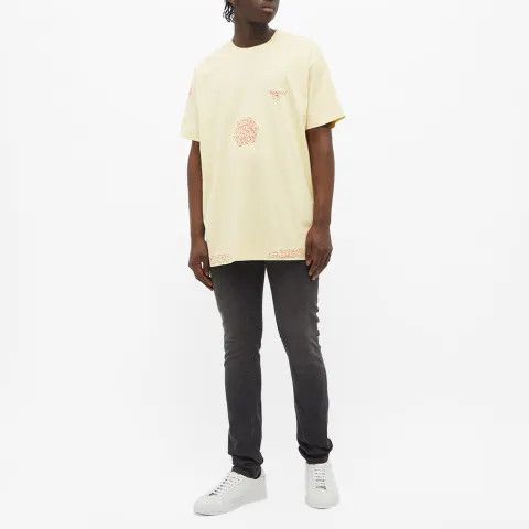 Givenchy Yellow Embroidered Chain Skull Logo Oversized T-Shirt Size US XXS / EU 40 - 3 Thumbnail
