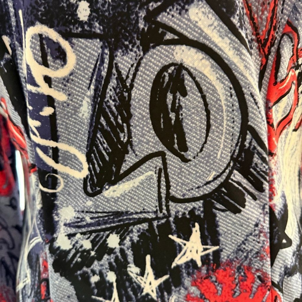 Vintage Y2K blazer avant garde street signs graffiti blue red 1X Size XL / US 12-14 / IT 48-50 - 14 Thumbnail