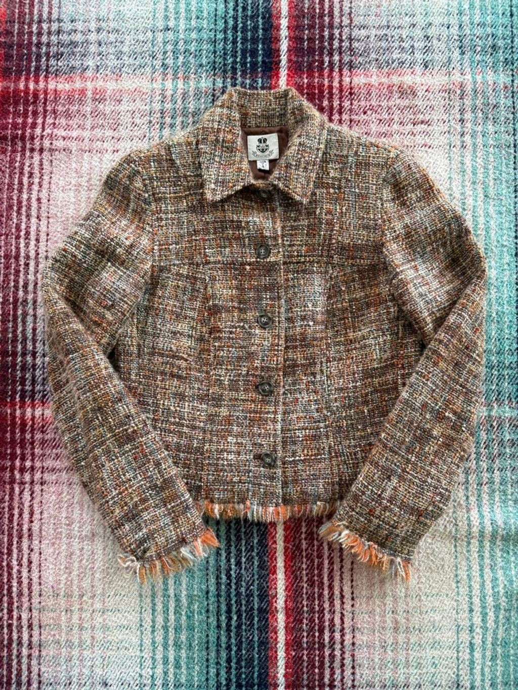 Holt Renfrew Vintage Renfrew Brown Orange Tweed Blazer Jacket Size 4 Size S / US 4 / IT 40 - 1 Thumbnail