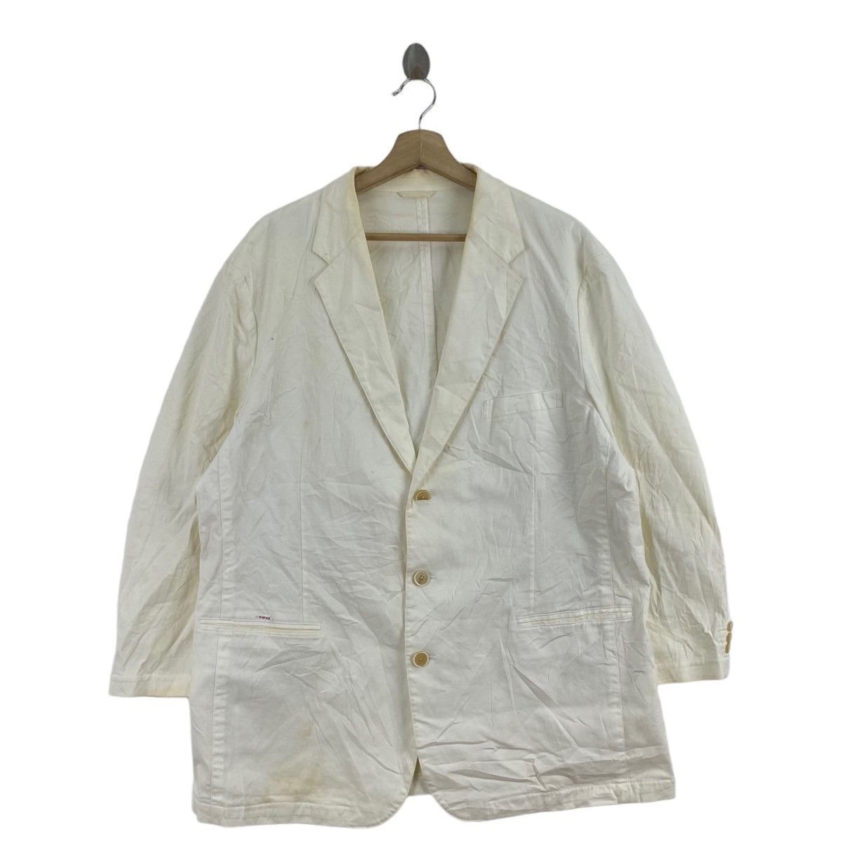 Jean Vintage PAPAS JEANS White Blazer Coat Size US XL / EU 56 / 4 - 1 Thumbnail