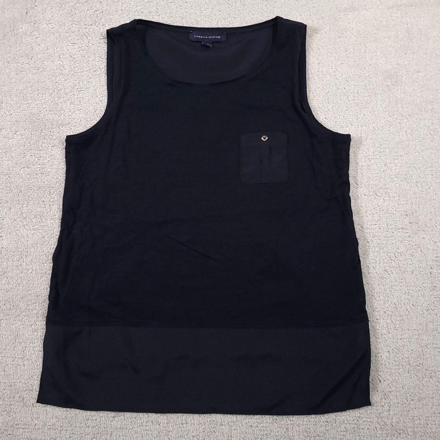 Tommy Hilfiger Tommy Hilfiger Sleeveless Blouse Women's Large Navy Blue Tank Shirt Pocket Shirt Size L / US 10 / IT 46 - 2 Thumbnail