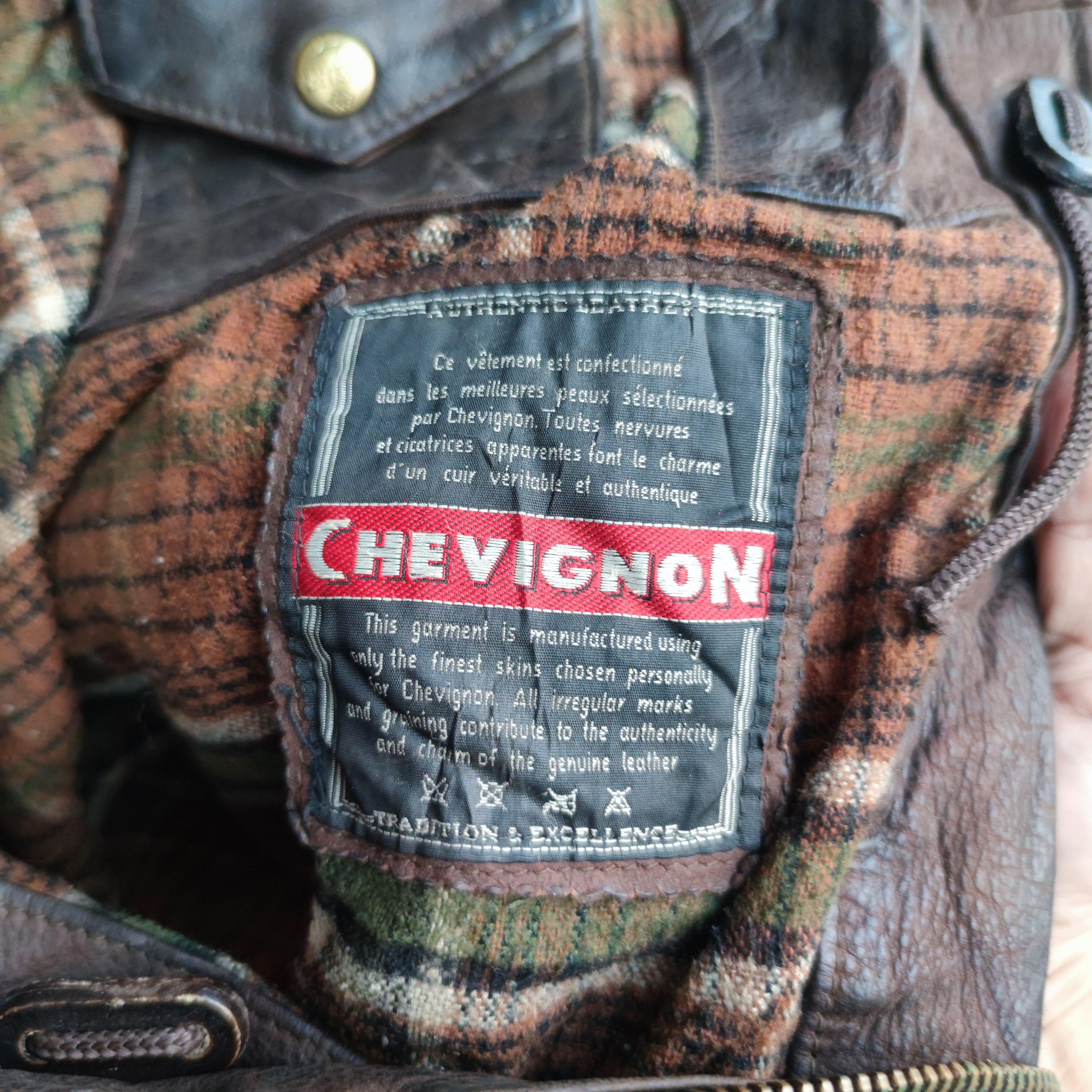 Chevignon Calfskin Leather Plaid Tartan lined Jacket