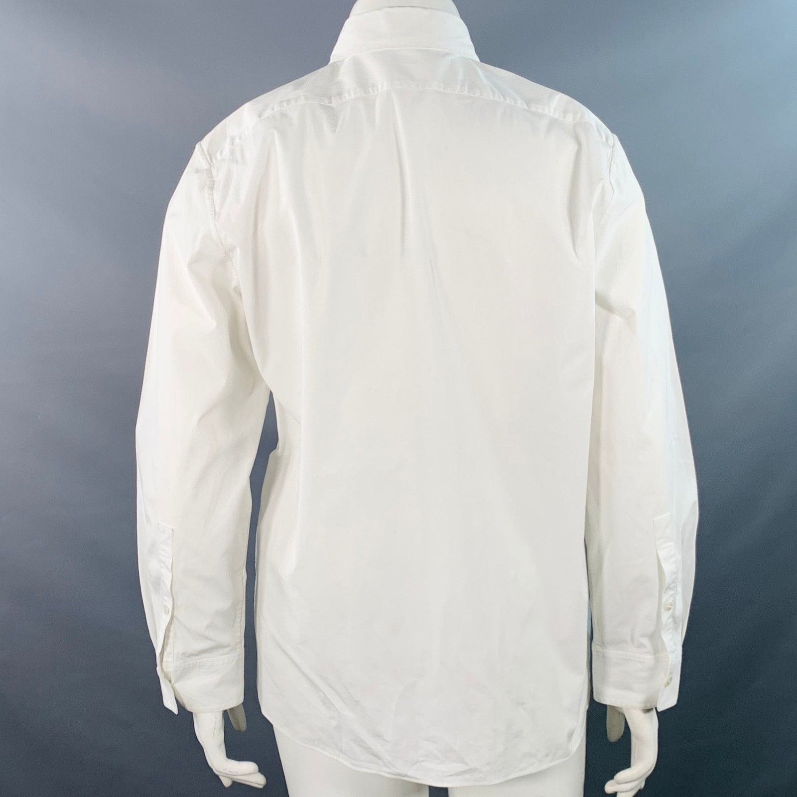 Theory THEORY Size L White Cotton Blend Hidden Placket Shirt Size L / US 10 / IT 46 - 3 Thumbnail