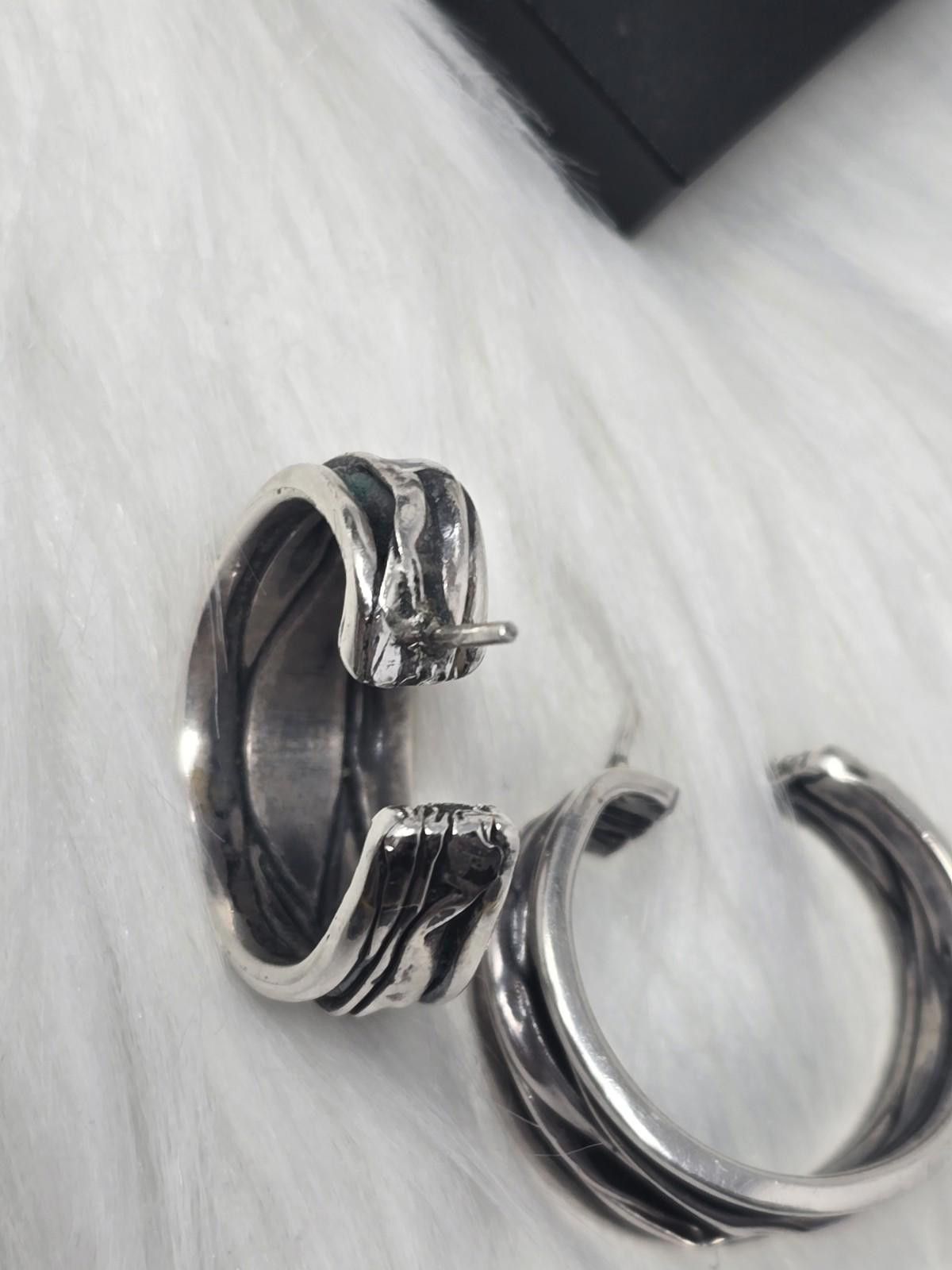 Studio D'Artisan Sterling Silver Artisan Ribbon Hoop Earrings 19g Size ONE SIZE - 4 Thumbnail
