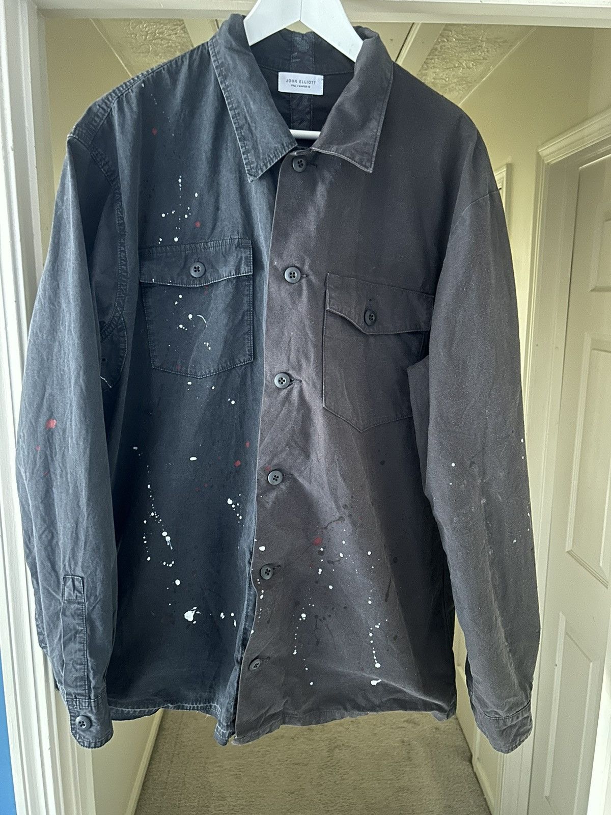 John Elliott John Elliott paint splatter military work shirt washed black Size US L / EU 52-54 / 3 - 1 Thumbnail