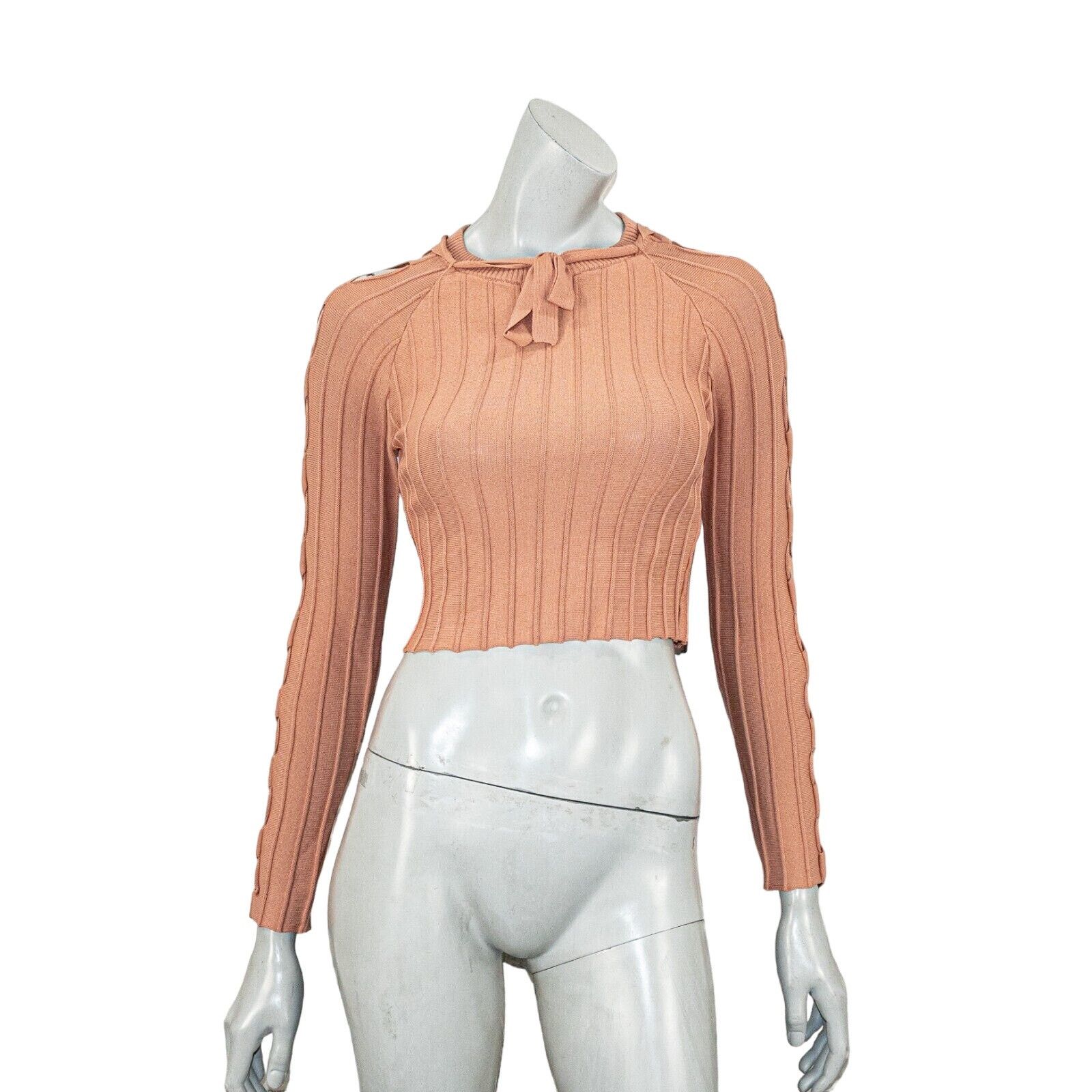 For Love & Lemons Knitz For Love & Lemons Ribbed Crop Top open lace sleeves Size L / US 10 / IT 46 - 5 Thumbnail