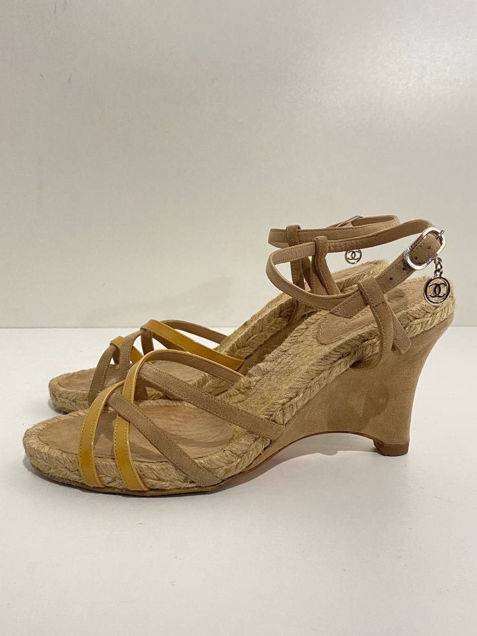 Chanel CHANEL Coco Mark Suede Espadrilles Heel Sandals Mules Shoes Size US 8.5 / IT 38.5 - 6 Thumbnail