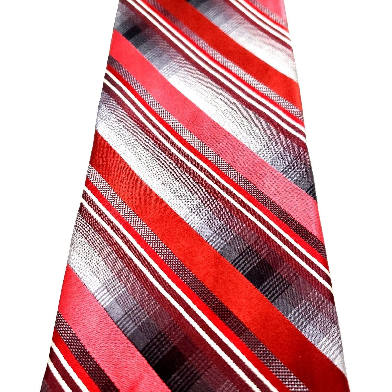 Van Heusen Van Heusen Silk Tie Red Striped Woven Size ONE SIZE - 2 Thumbnail