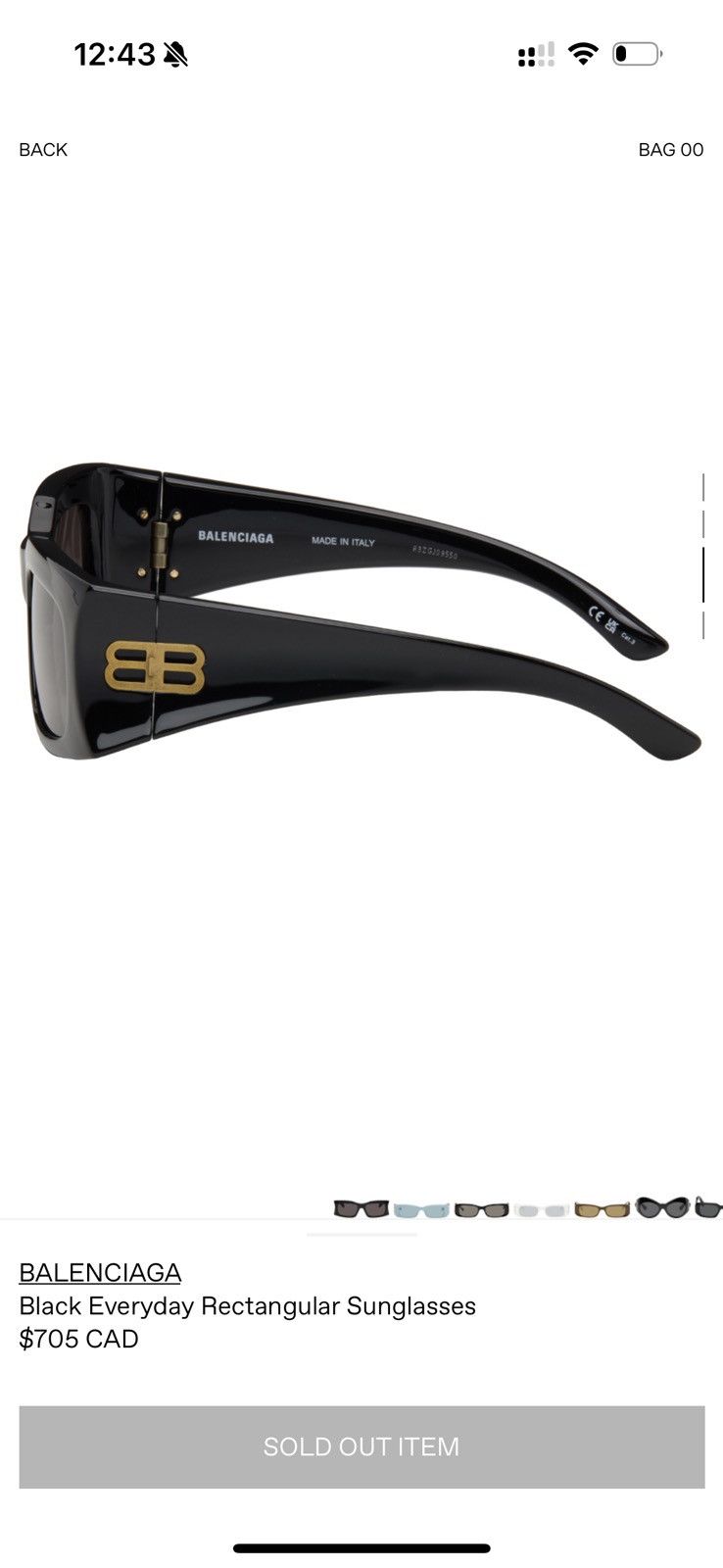 Balenciaga Balenciaga BB0291S Black/Gold Sunglasses Size ONE SIZE - 2 Thumbnail