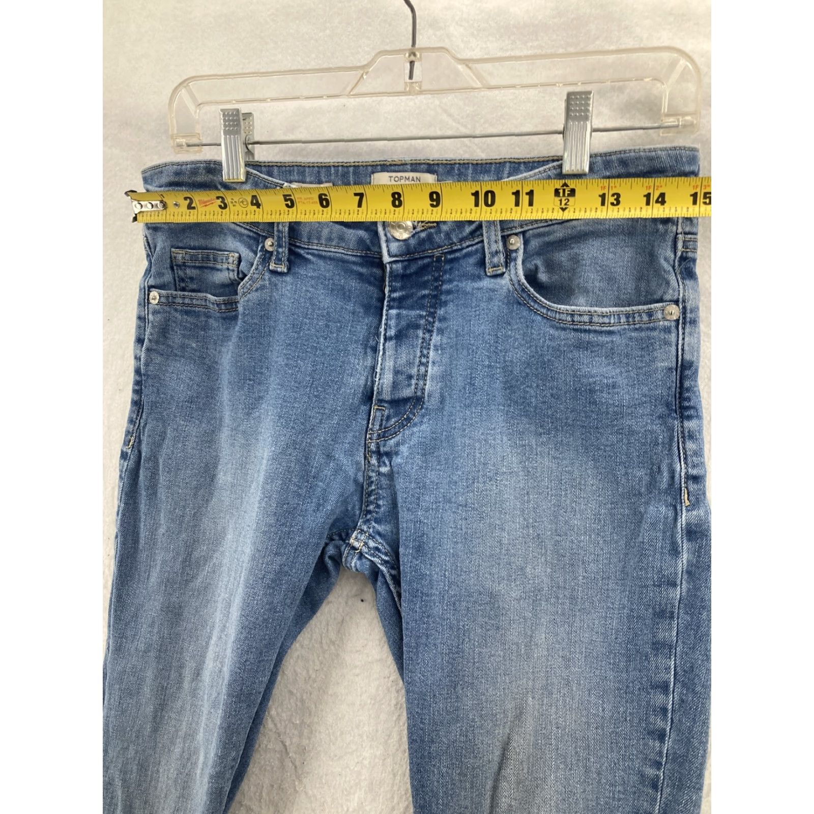 Topman Topman Jeans Womens 30R Blue Mid Rise Skinny Denim with Button Fly, 5-Pocket Design, Regular Fit Size 30" / US 8 / IT 44 - 3 Thumbnail