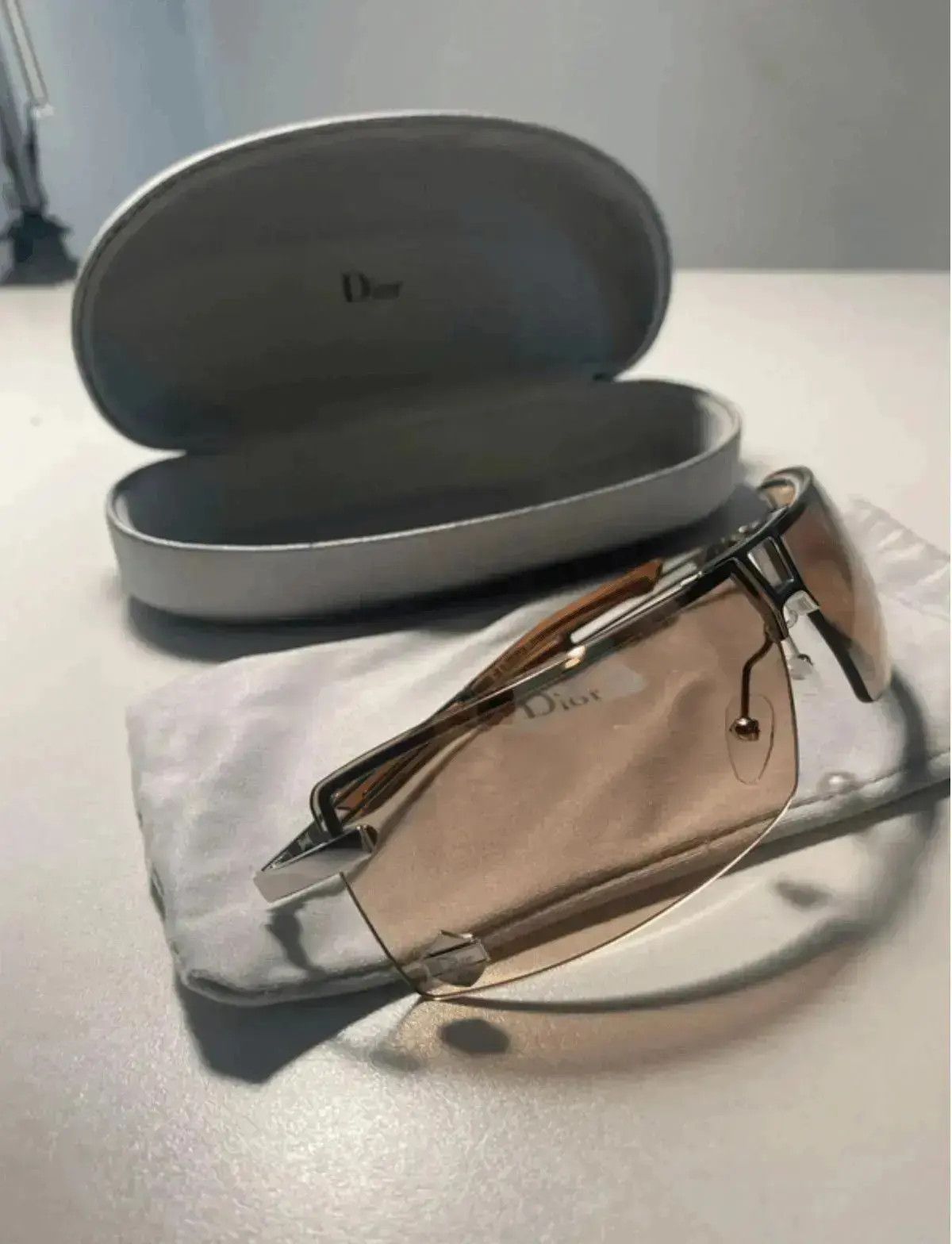 Dior × John Galliano × Vintage DIOR Sunglasses Rimless Shield Wrap Sport Stunt Galliano Era Size ONE SIZE - 7 Thumbnail