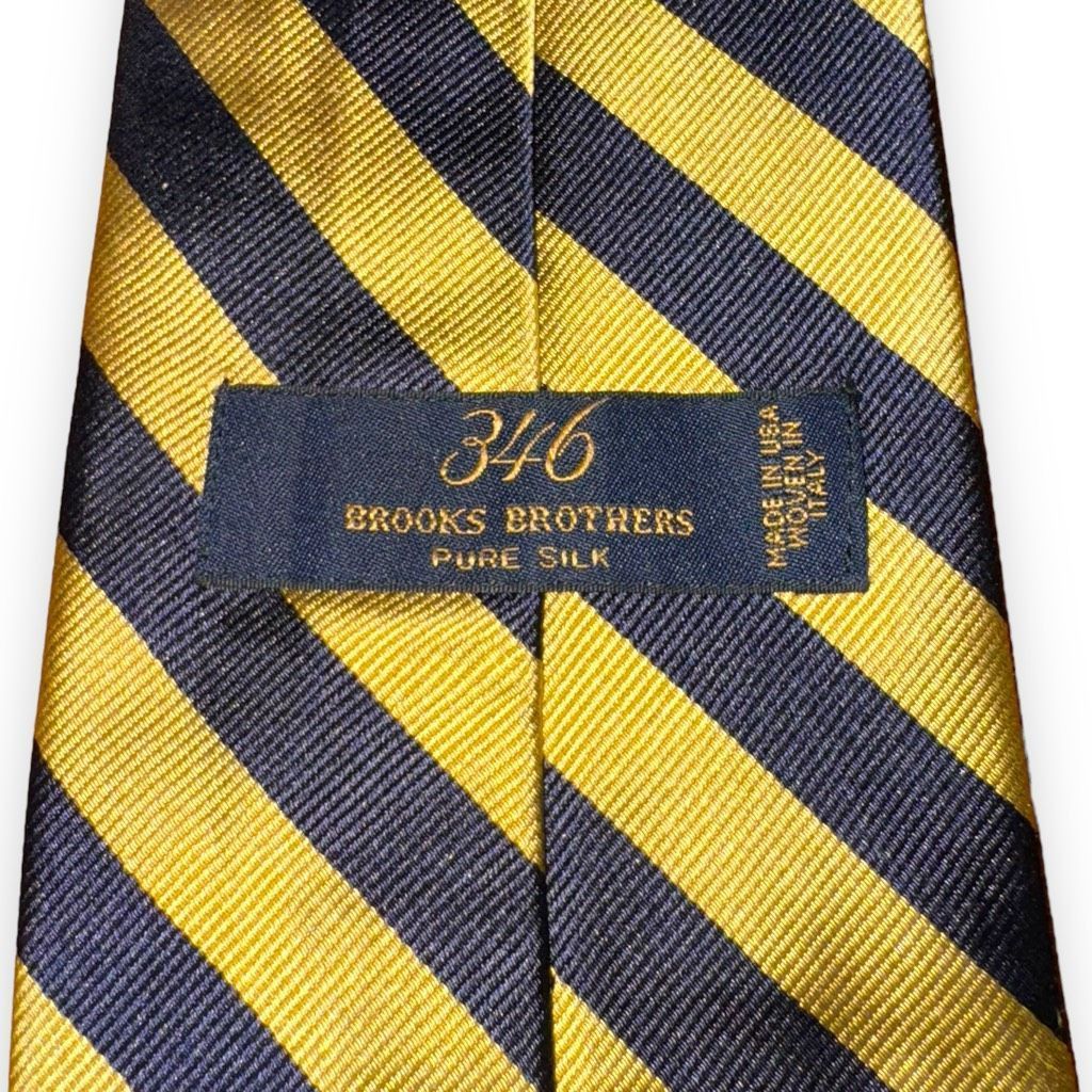 Brooks Brothers Navy and Gold Brooks Brothers Rep Strip Neck Tie Handmade in Size ONE SIZE - 3 Thumbnail