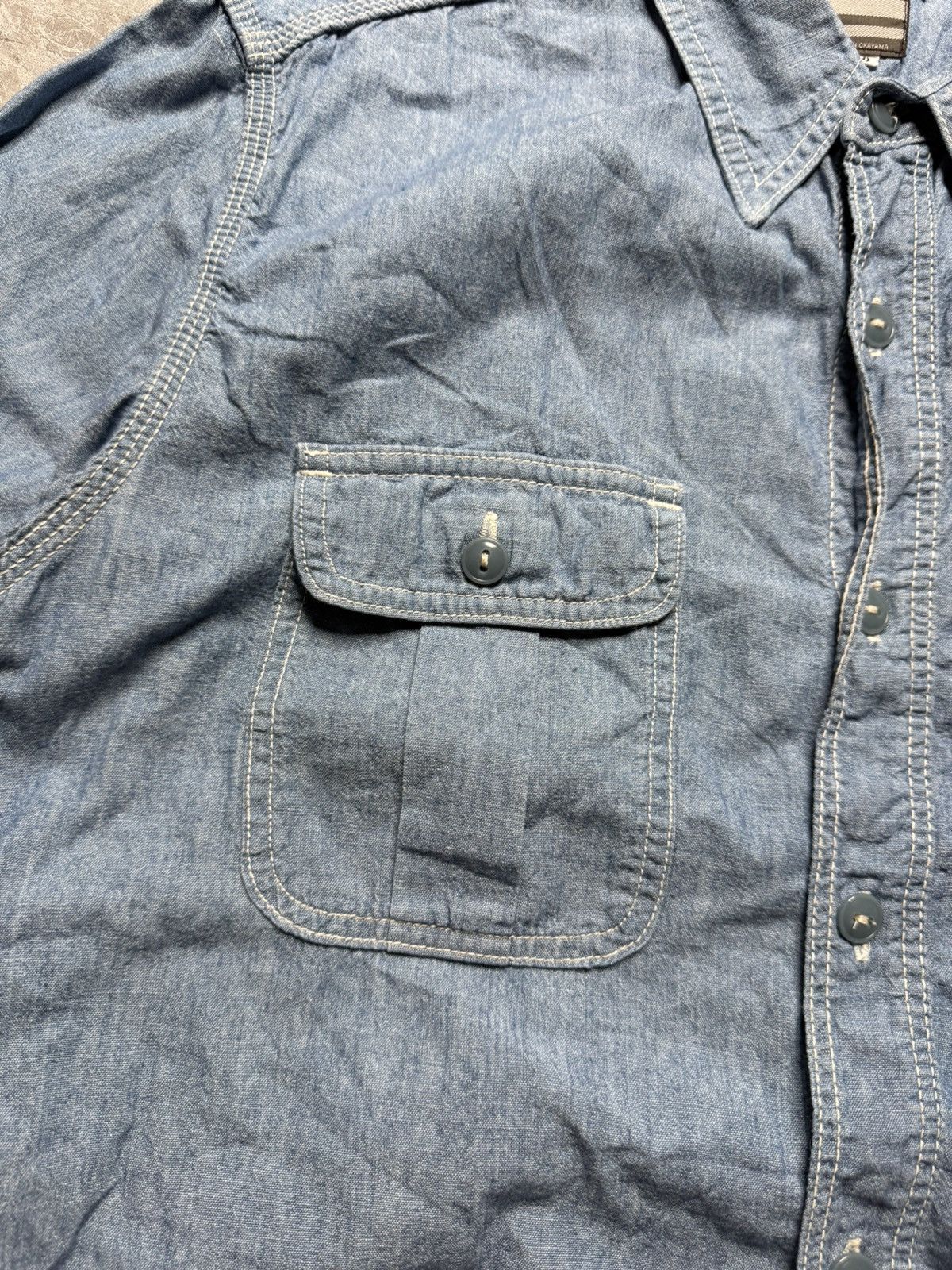 Momotaro Jeans Momotaro Pink Selvedge Lightweight Chambray Shirt Size US XL / EU 56 / 4 - 4 Thumbnail