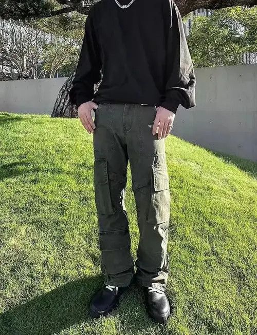Japanese Brand × Jean High Street Style Zip Retro Army Green Cargo Pants Size US 32 / EU 48 - 2 Thumbnail