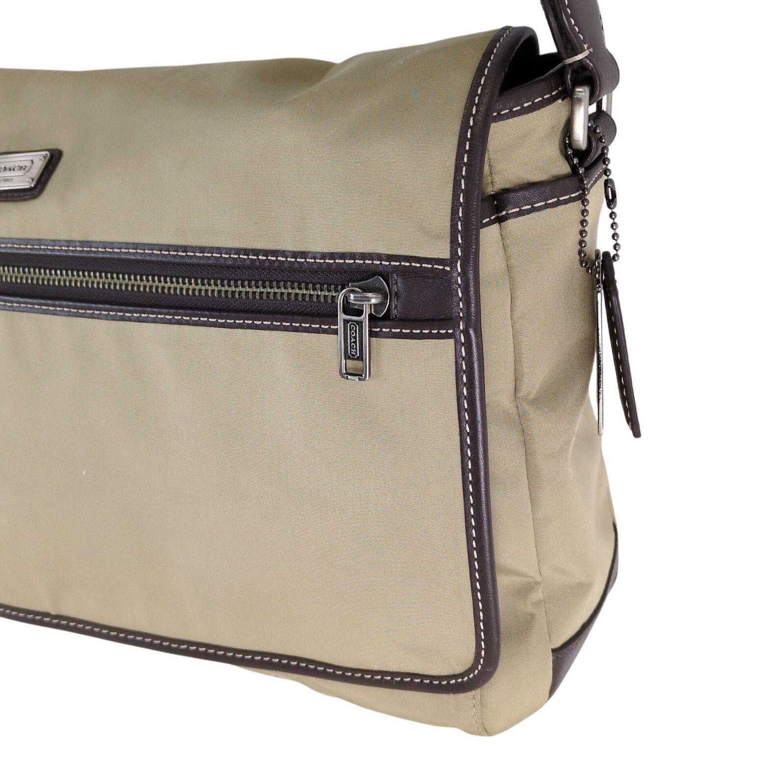 Coach Coach Tan Nylon Messenger Bag Brown Leather Trim Crossbody Size ONE SIZE - 5 Thumbnail