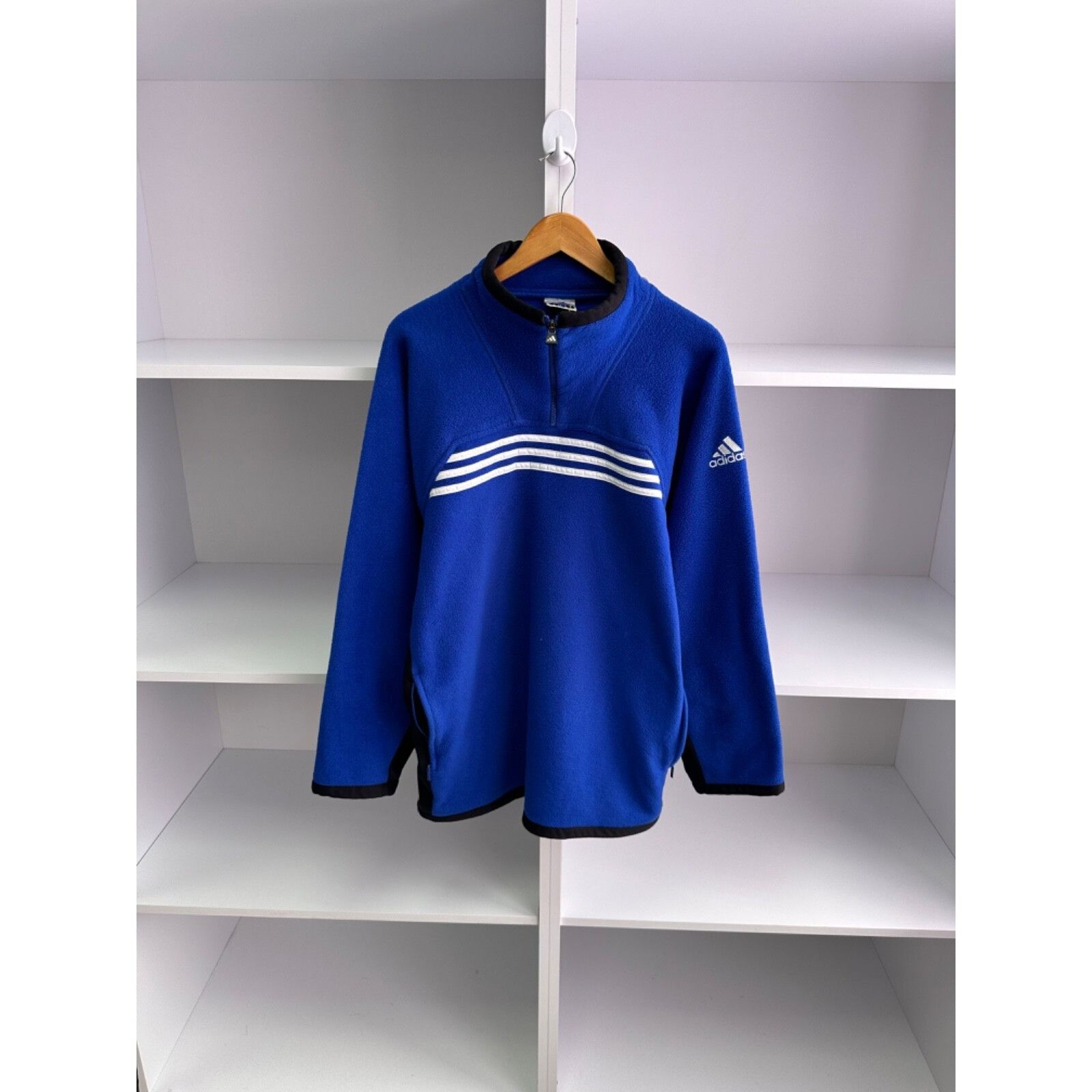 Adidas VTG Adidas Navy 99s Fleece 1/4 Zip Sweatshirt Size US XL / EU 56 / 4 - 1 Thumbnail