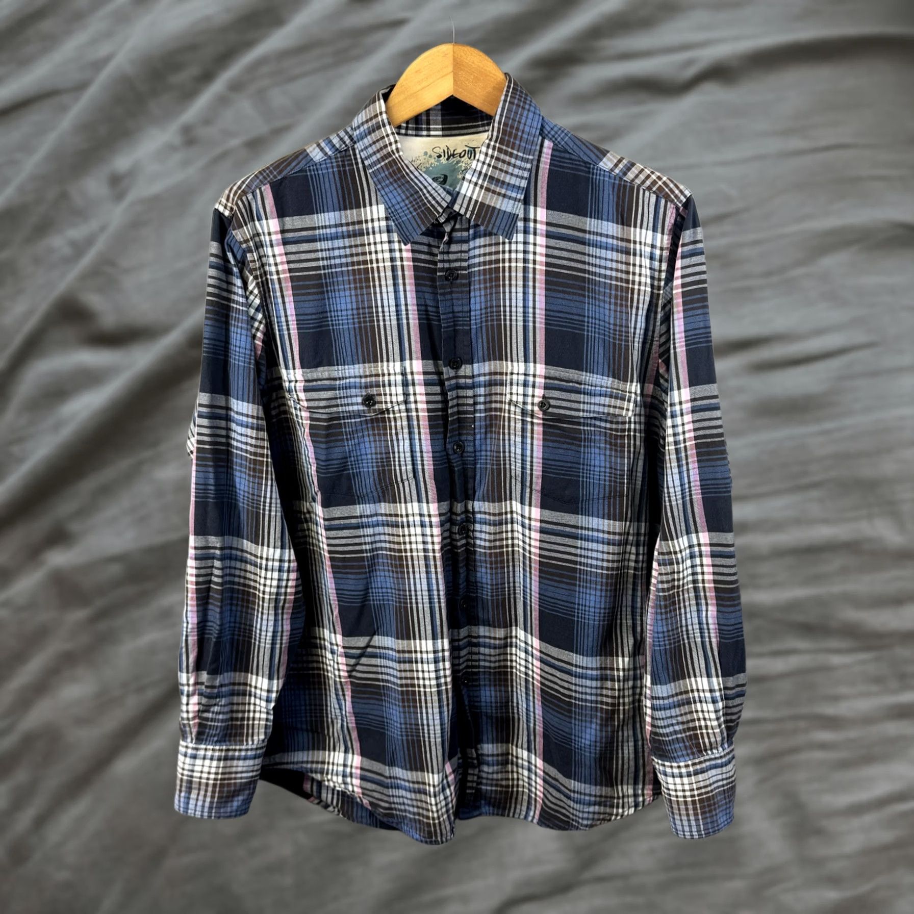 Sideout Sideout Shirt Mens Large Blue Navy Pink Plaid Button Down Long Sleeve Casual Size US L / EU 52-54 / 3 - 1 Thumbnail