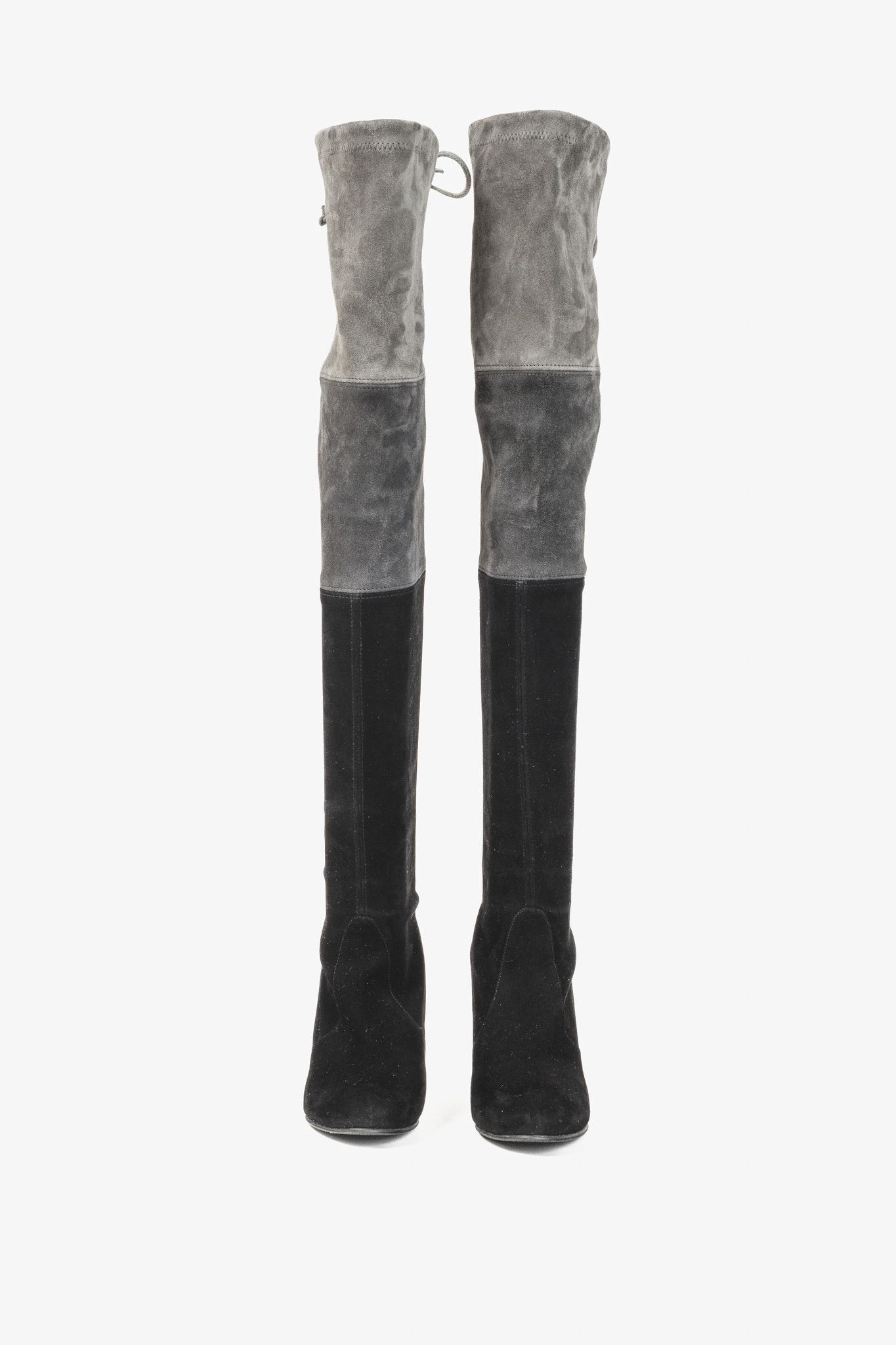 Stuart Weitzman Stuart Weitzman Black Greys Block Suede Thigh High Boots Size US 6 / IT 36 - 2 Thumbnail