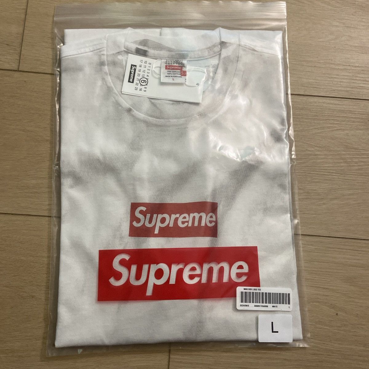 image of Mm6 Maison Margiela Box Logo Tee White, Men's (Size Large)