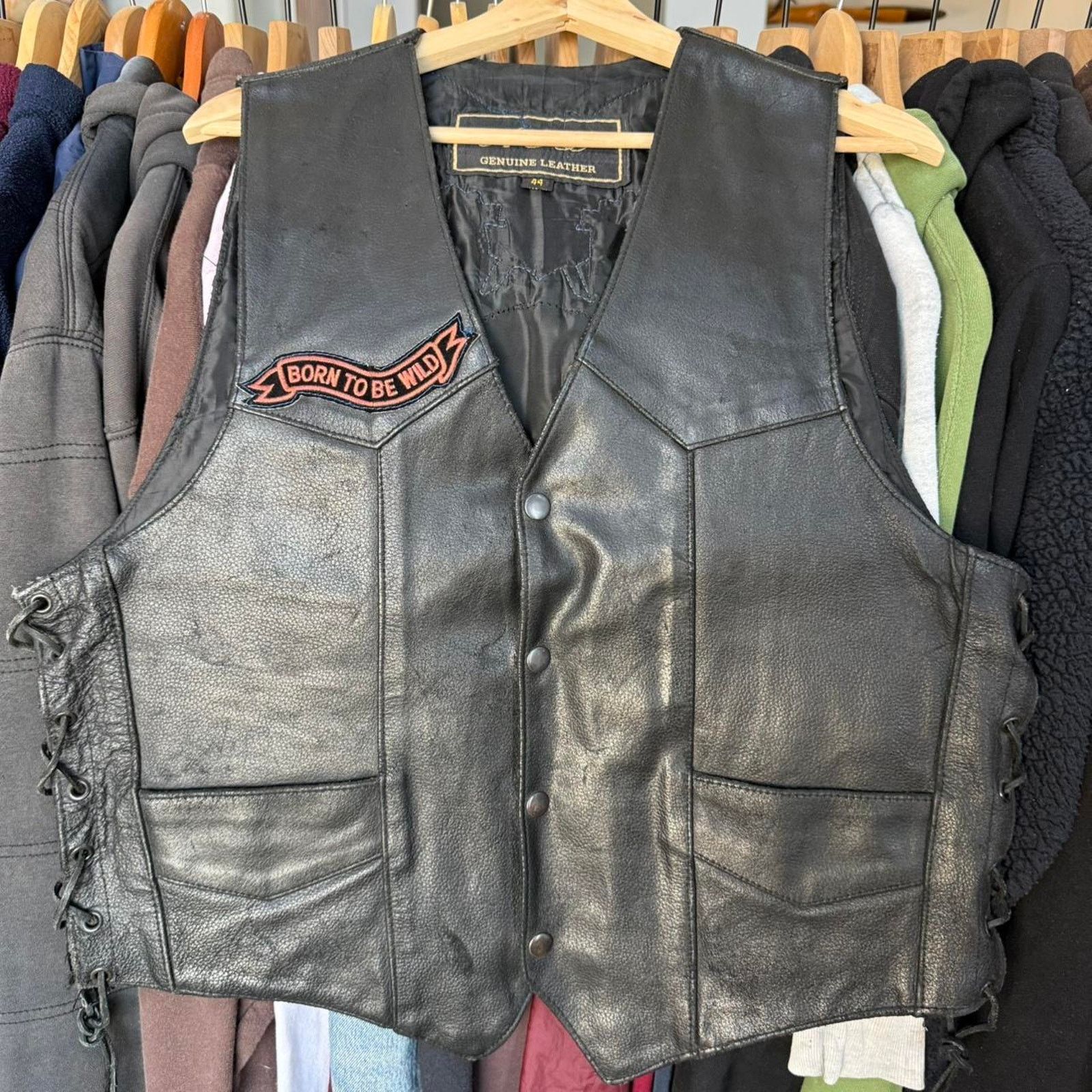Other Vintage 90s ATL Genuine Leather Biker Vest With Cool Patches Size US M / EU 48-50 / 2 - 1 Thumbnail