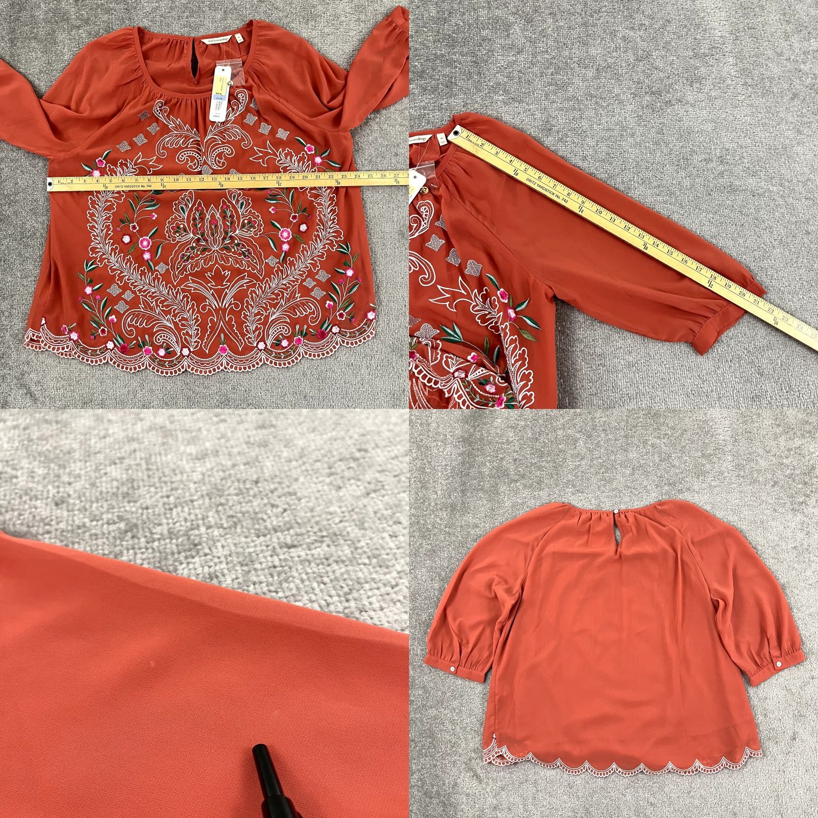 Soft Surroundings VINTAGE? No, but SOFT SURROUNDINGS Bella Top Womens XL Sunrise Canyon Floral Embroidered Blouse Size XL / US 12-14 / IT 48-50 - 8 Thumbnail