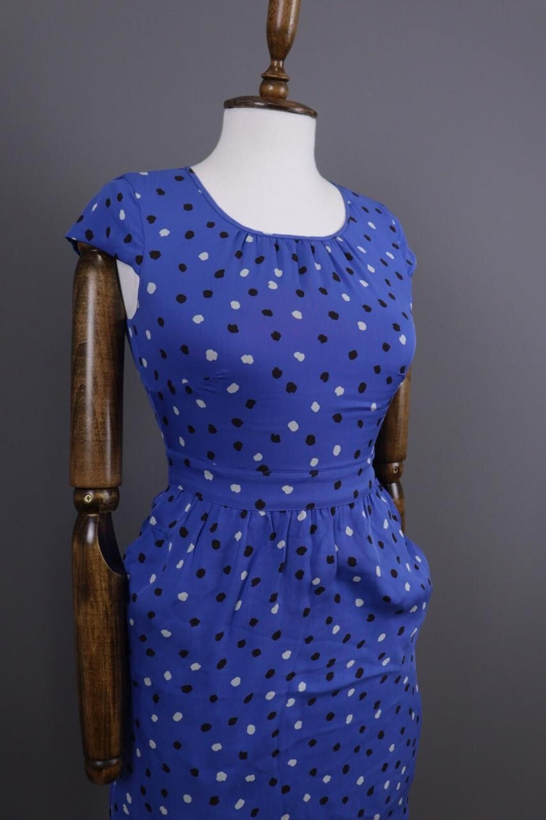 J.Crew J. Crew Blue Printed Silk Short Sleeve Dress Size 00 / XS Size L / US 10 / IT 46 - 5 Thumbnail