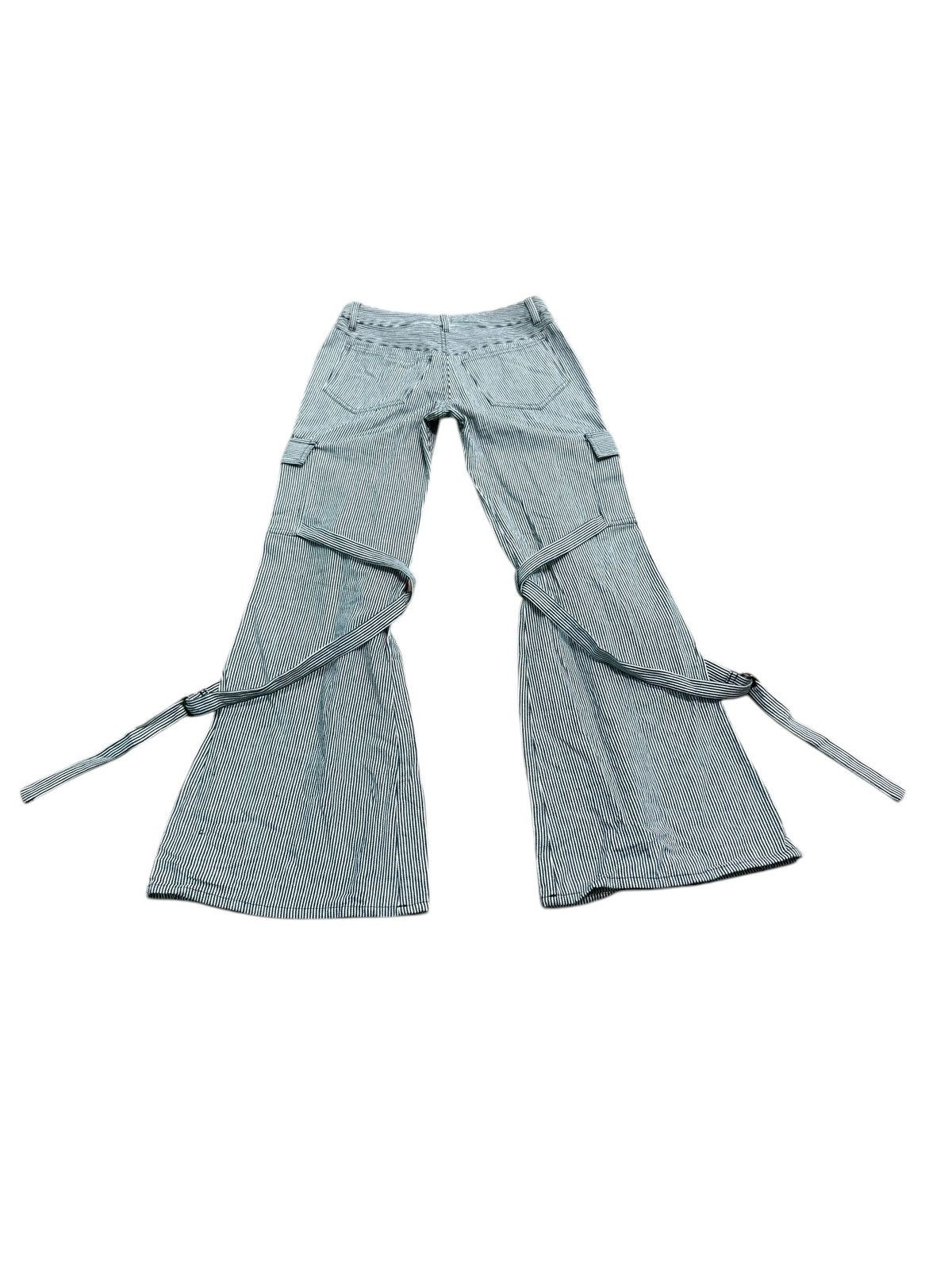 Japanese Brand RARE IMAGE HICKORY BONDAGE CARGO FLARE PANT Size 27" / US 4 / IT 40 - 7 Thumbnail