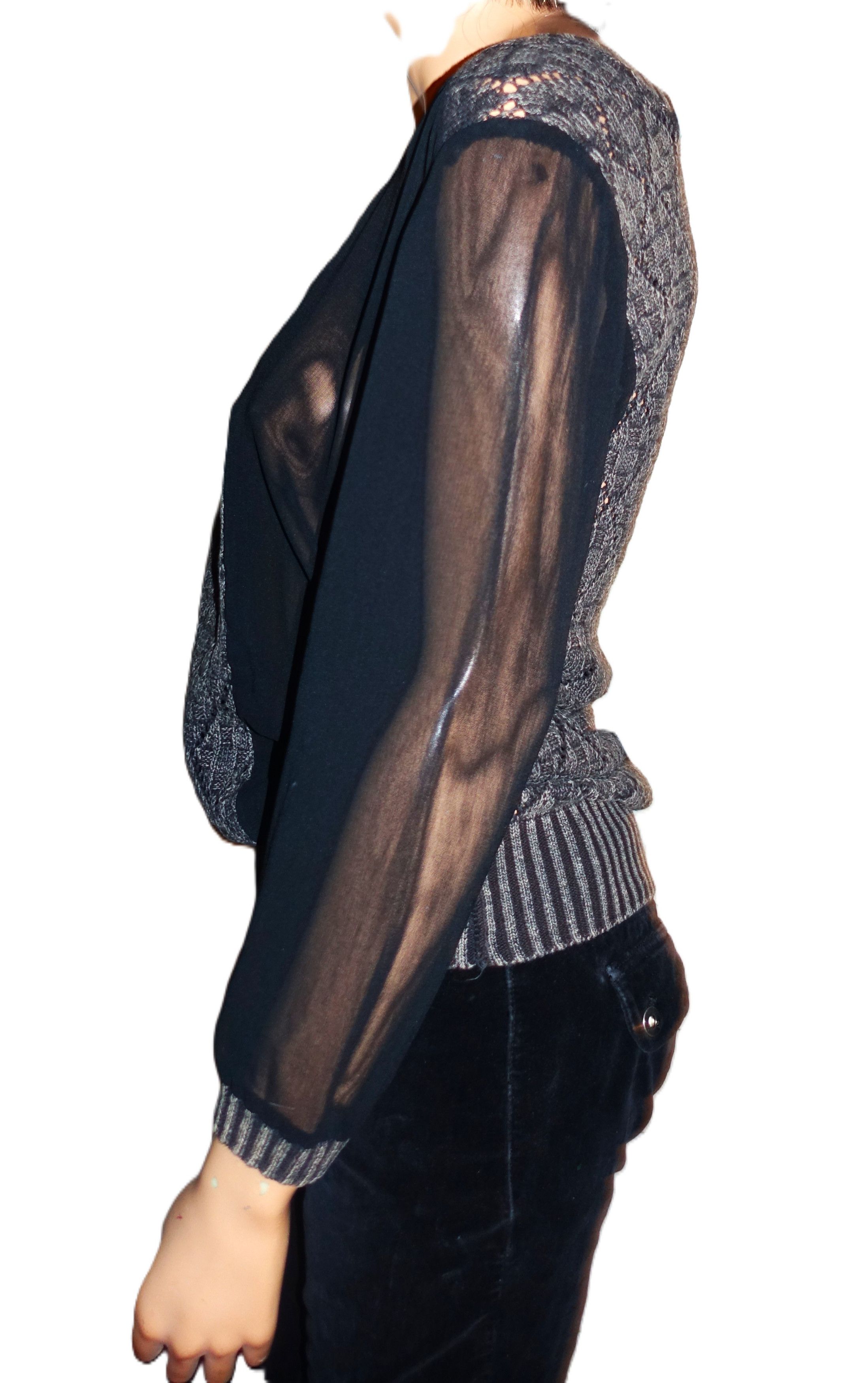 Miss Me Miss Me Black Beige Sheer Sweater Blouse L Size L / US 10 / IT 46 - 4 Thumbnail