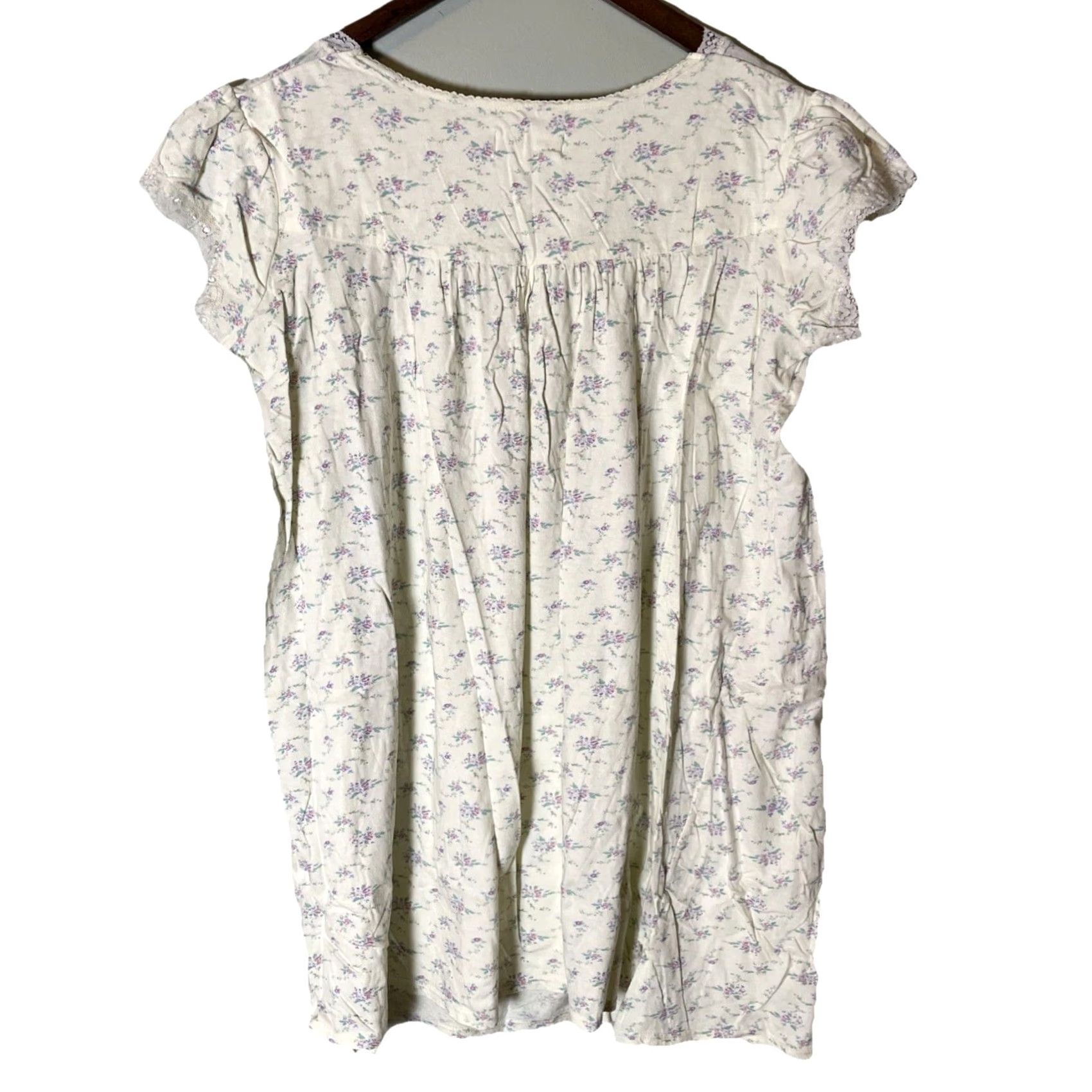 Vintage VINTAGE Butter fly Gown Short Sleeve Floral Yellow 100% Cotton Flannel L Women 胡 Size 36" / US 14 / IT 50 - 5 Thumbnail