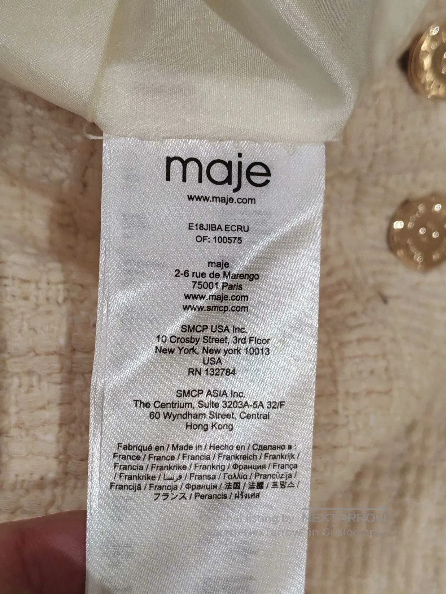 Maje Maje Metallic Button A-Line Tweed Skirt. Size 35" - 5 Thumbnail