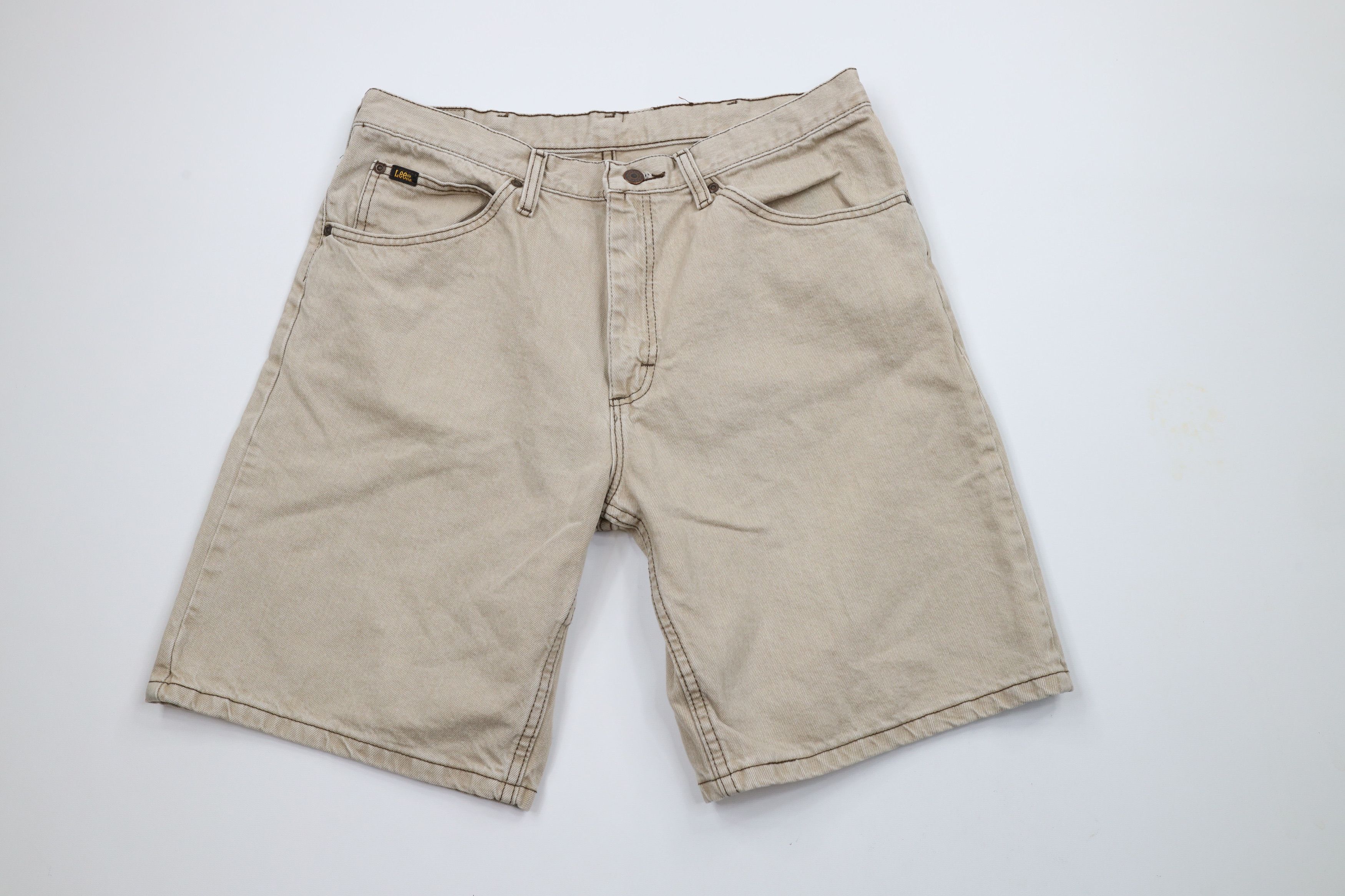 Vintage Vintage 90s Streetwear Denim Jean Shorts Jorts Beige Cotton Size US 34 / EU 50 - 1 Thumbnail