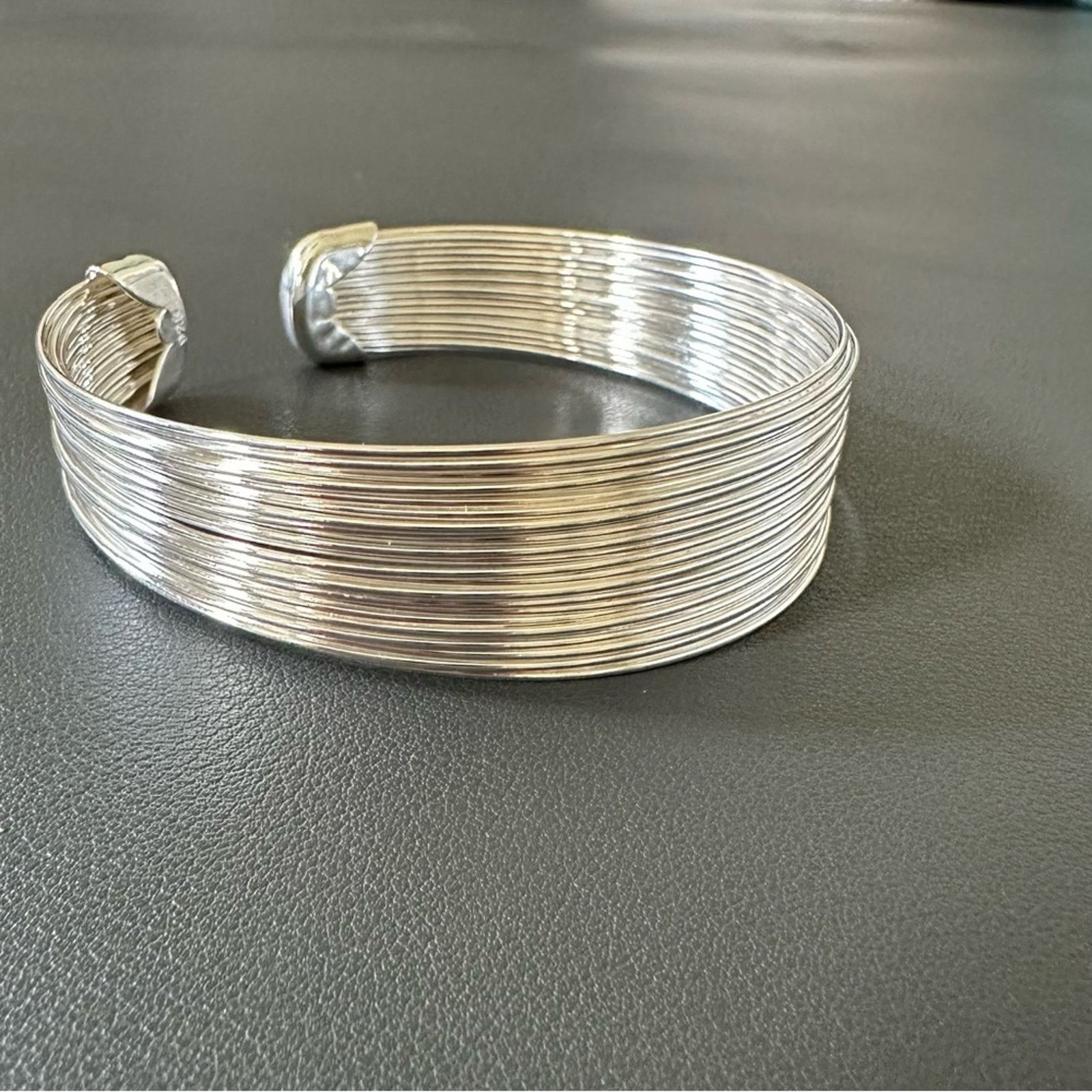 Other Sterling Silver Multi-line Open Wide Bangle Bracelet Size ONE SIZE - 5 Thumbnail