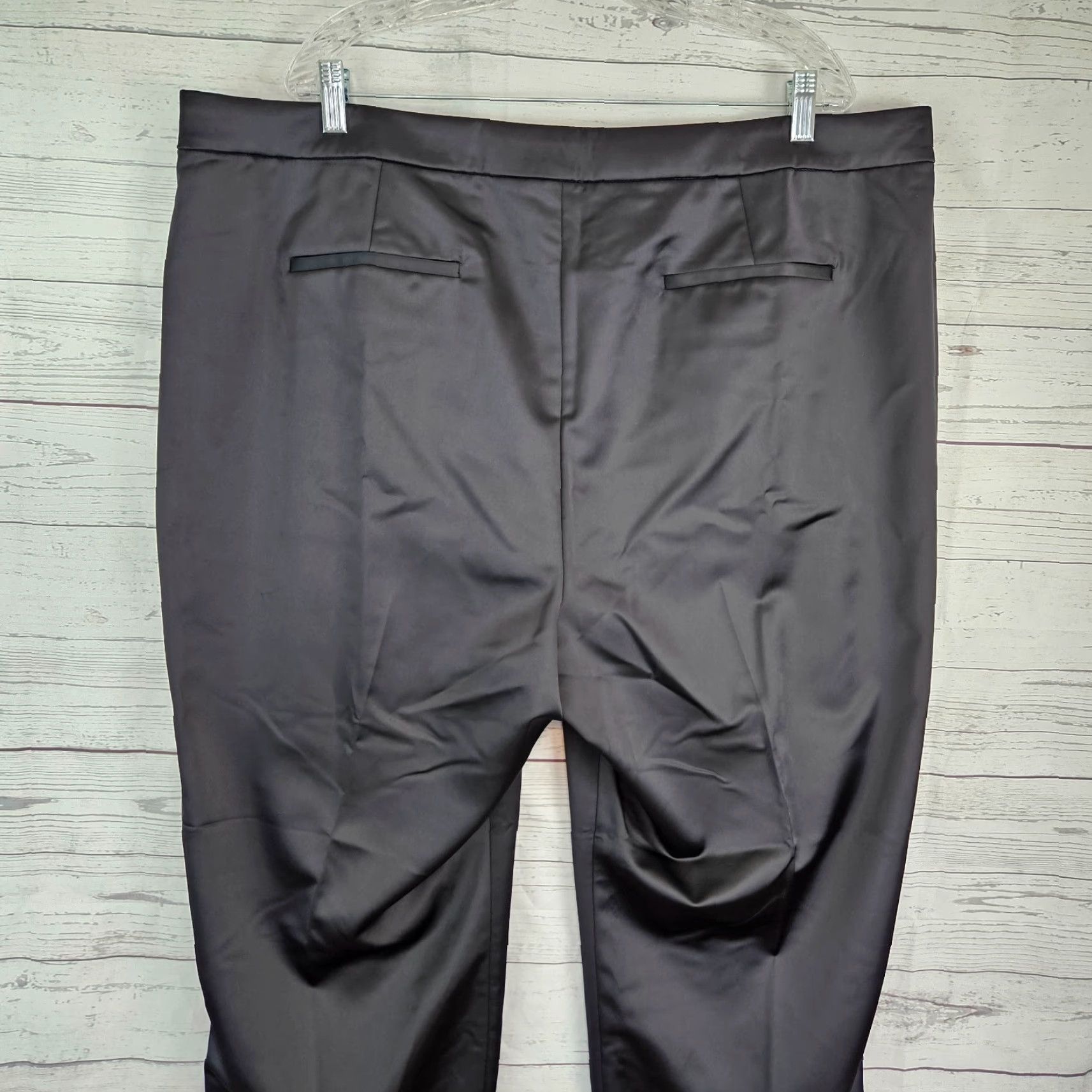 J.Crew J Crew Collection Kate Satin Pants Sz 20 Black High Rise Straight Leg Womens Size 42" / US 20 - 4 Thumbnail