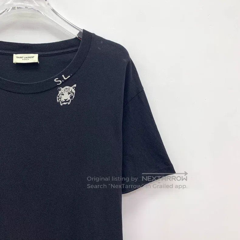 Saint Laurent Paris Saint Laurent Paris Black Tiger Head Printed Cotton Crew N Size US M / EU 48-50 / 2 - 3 Thumbnail
