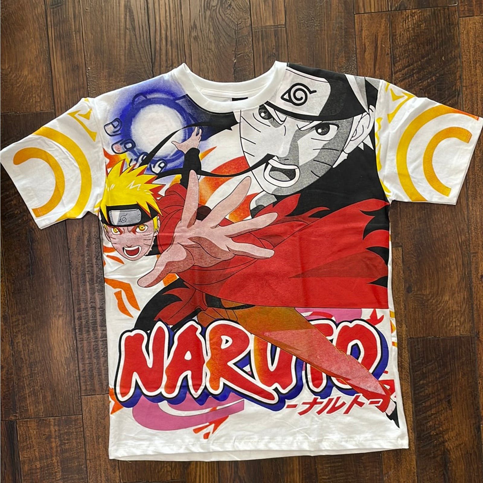 image of Vintage Naruto All Over Print XL in White, Men's