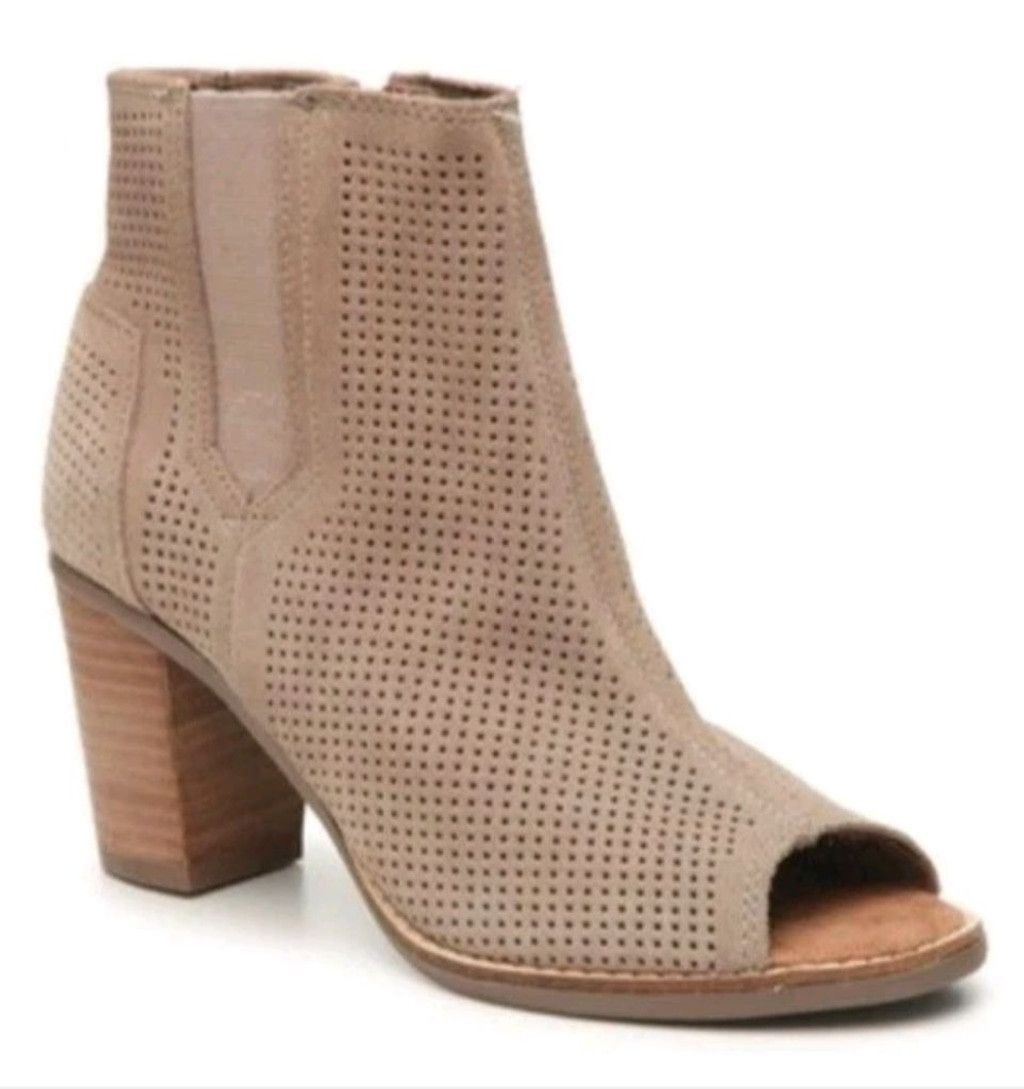Toms Toms Majorca Peep Toe Perforated Suede Bootie Size 9 Size US 9 / IT 39 - 1 Thumbnail