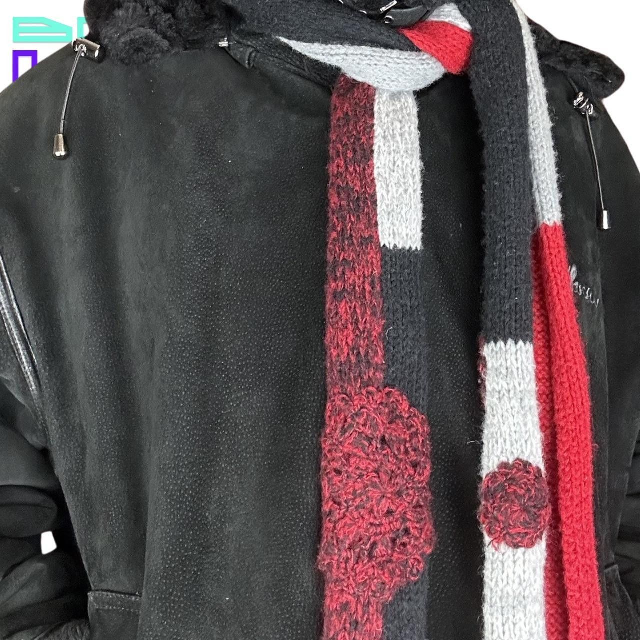 Other Vintage Y2K Black/Red Geometric Knit Winter Scarf Size ONE SIZE - 4 Thumbnail
