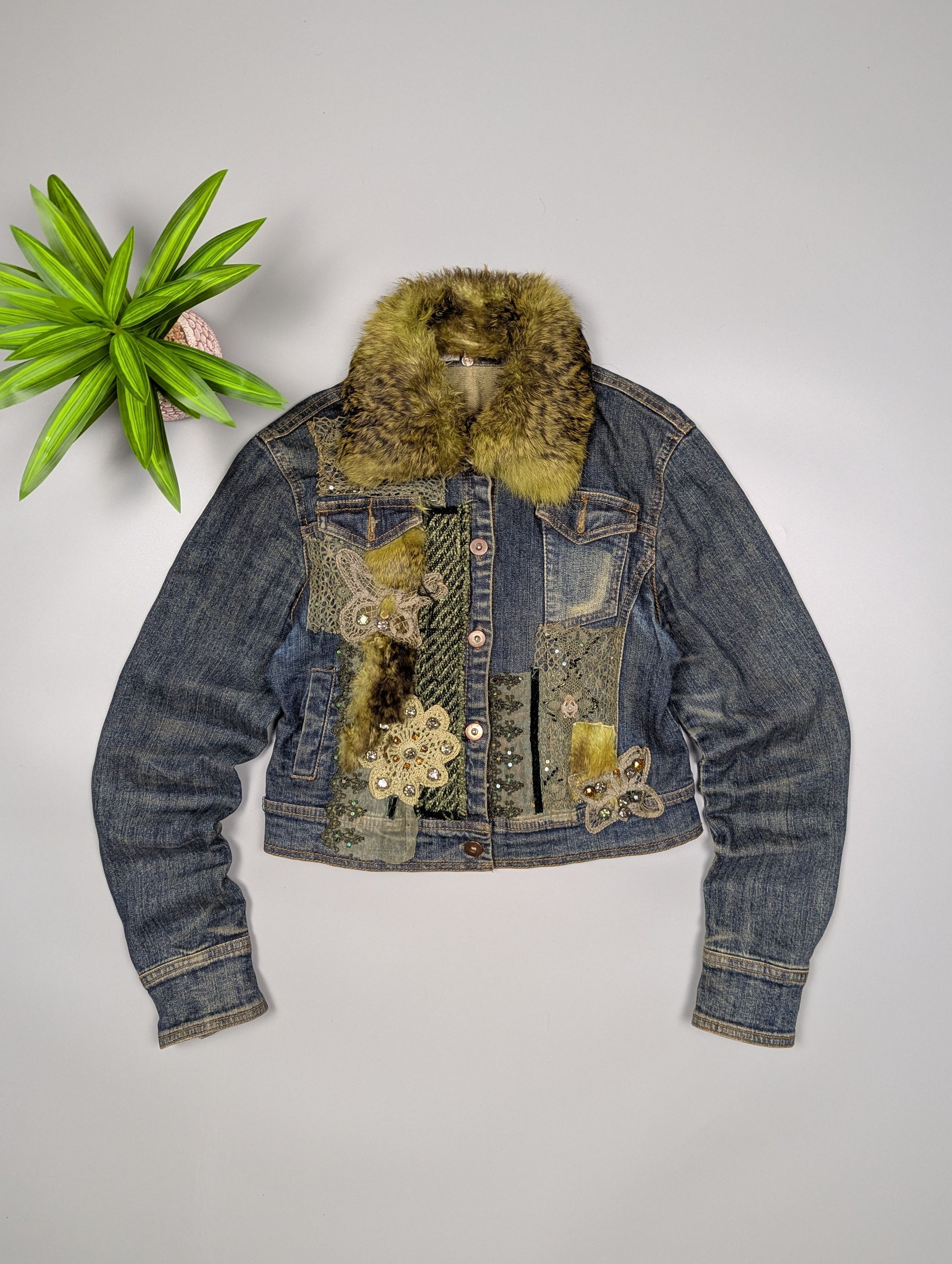 Hysteric Glamour Y2K Boho Denim Jacket S/M Faux Fur Collar Size S / US 4 / IT 40 - 1 Thumbnail