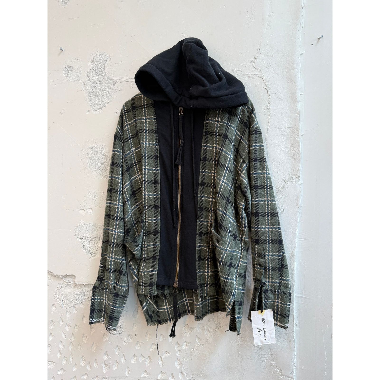Greg Lauren Greg Lauren SAMPLE Green Plaid Hoodie Front Jacket Size US L / EU 52-54 / 3 - 1 Thumbnail
