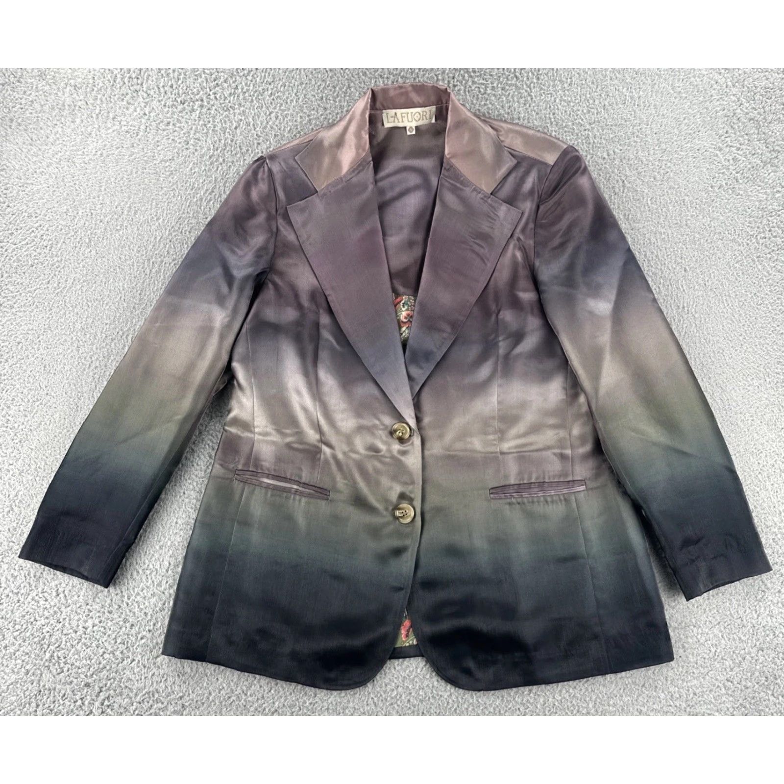 Vintage VINTAGE La Fuori Women’s Blazer Shirt Purple Ombré Silk NWT Small S XS Ladies Womens Size S / US 4 / IT 40 - 2 Thumbnail
