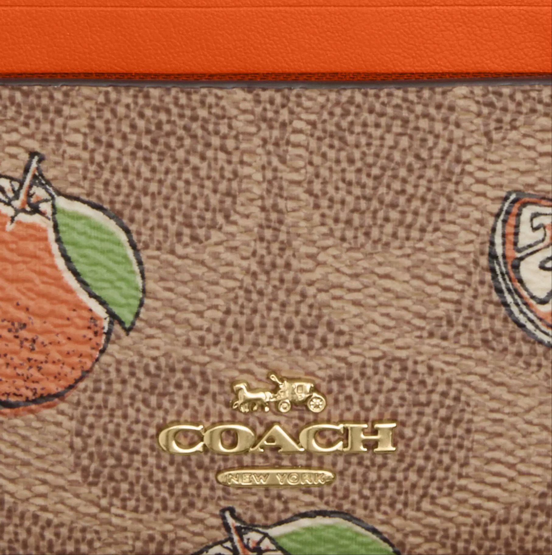 Coach Mini Skinny Id Case With Orange Print CAR21 Size ONE SIZE - 7 Thumbnail