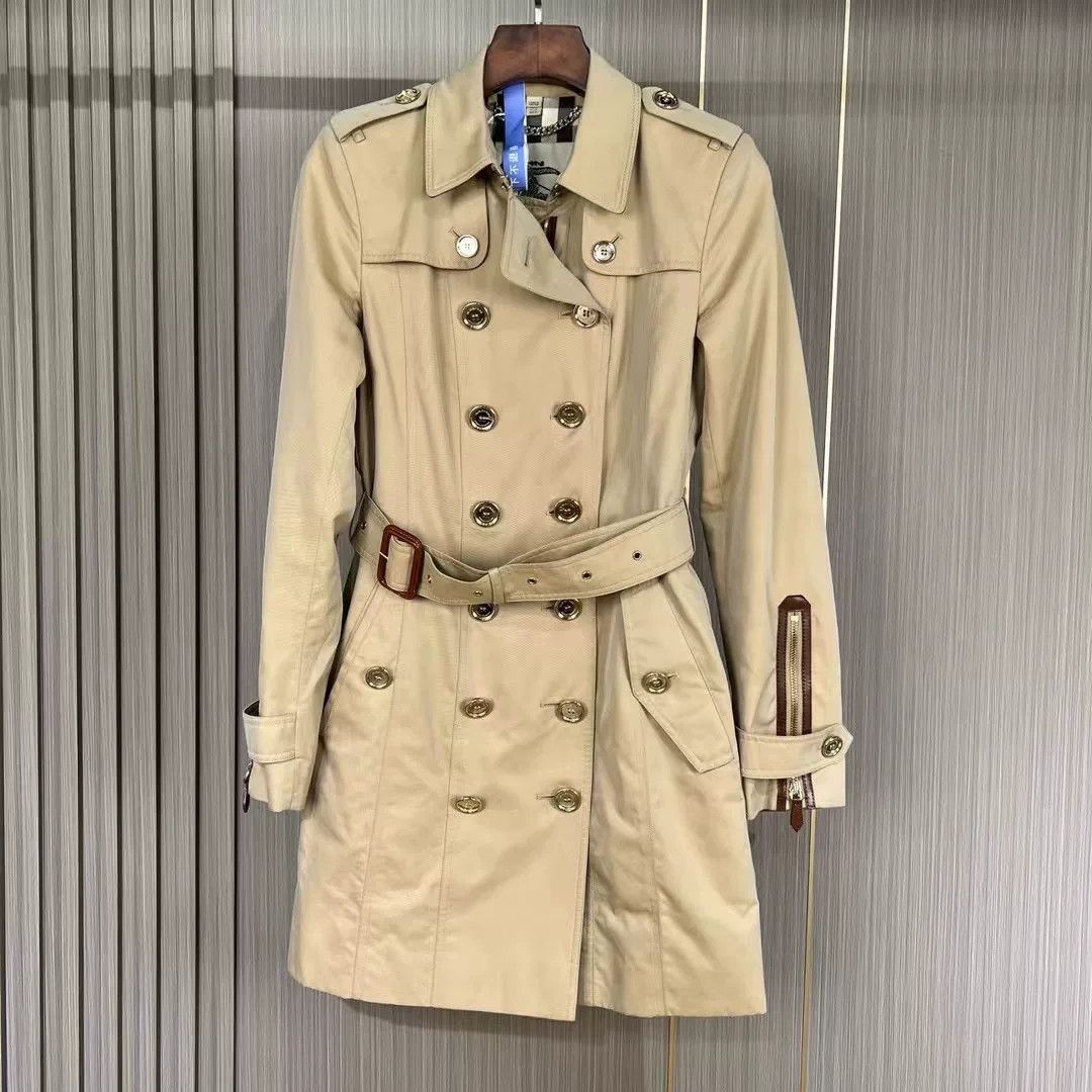 Burberry Burberry Gold Belted Plaid Trench Coat Size S / US 4 / IT 40 - 1 Thumbnail