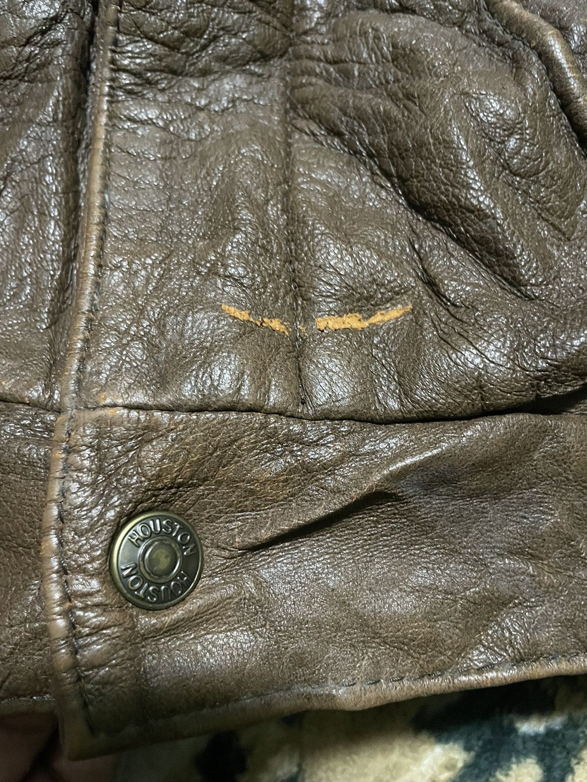 Vintage RARE‼️ Houston US Militaly Garments Leather Jacket Vintage 80s Size US L / EU 52-54 / 3 - 6 Thumbnail